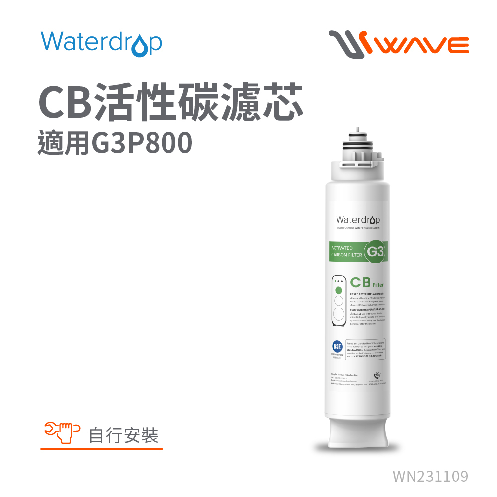 EVERPURE 愛惠浦 Waterdrop CB活性碳濾芯耗材 適用G3P800 DIY更換/需安裝另計(G3P800-CB)