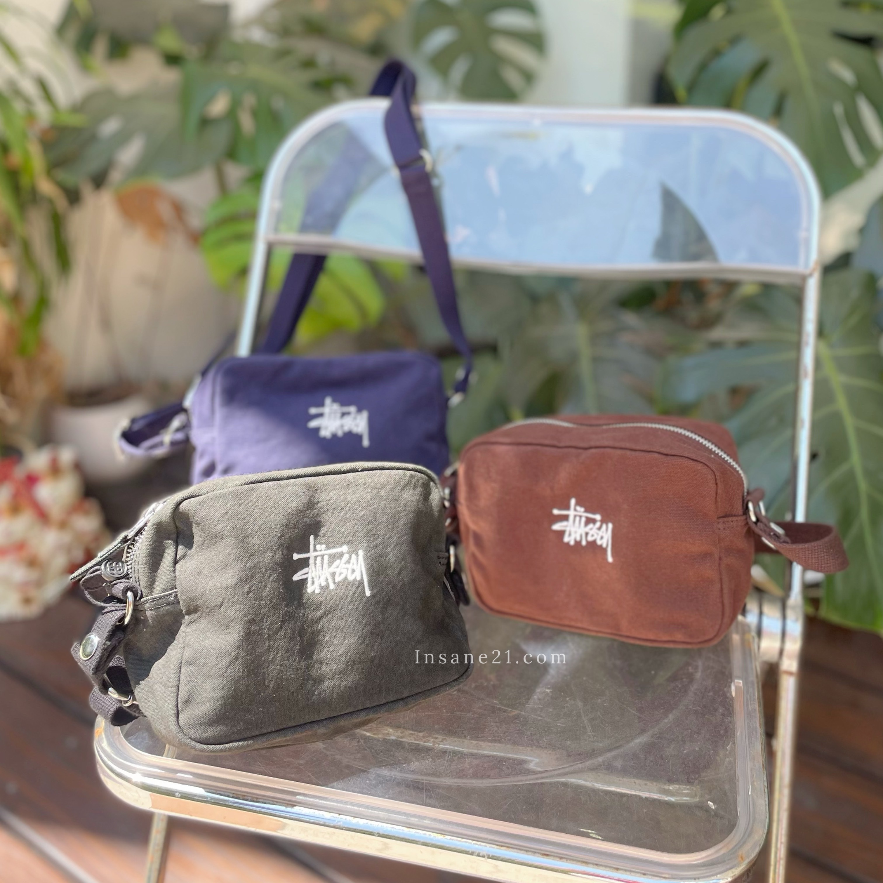 STUSSY 刺繡LOGO 帆布側背包 斜背包 手拿包