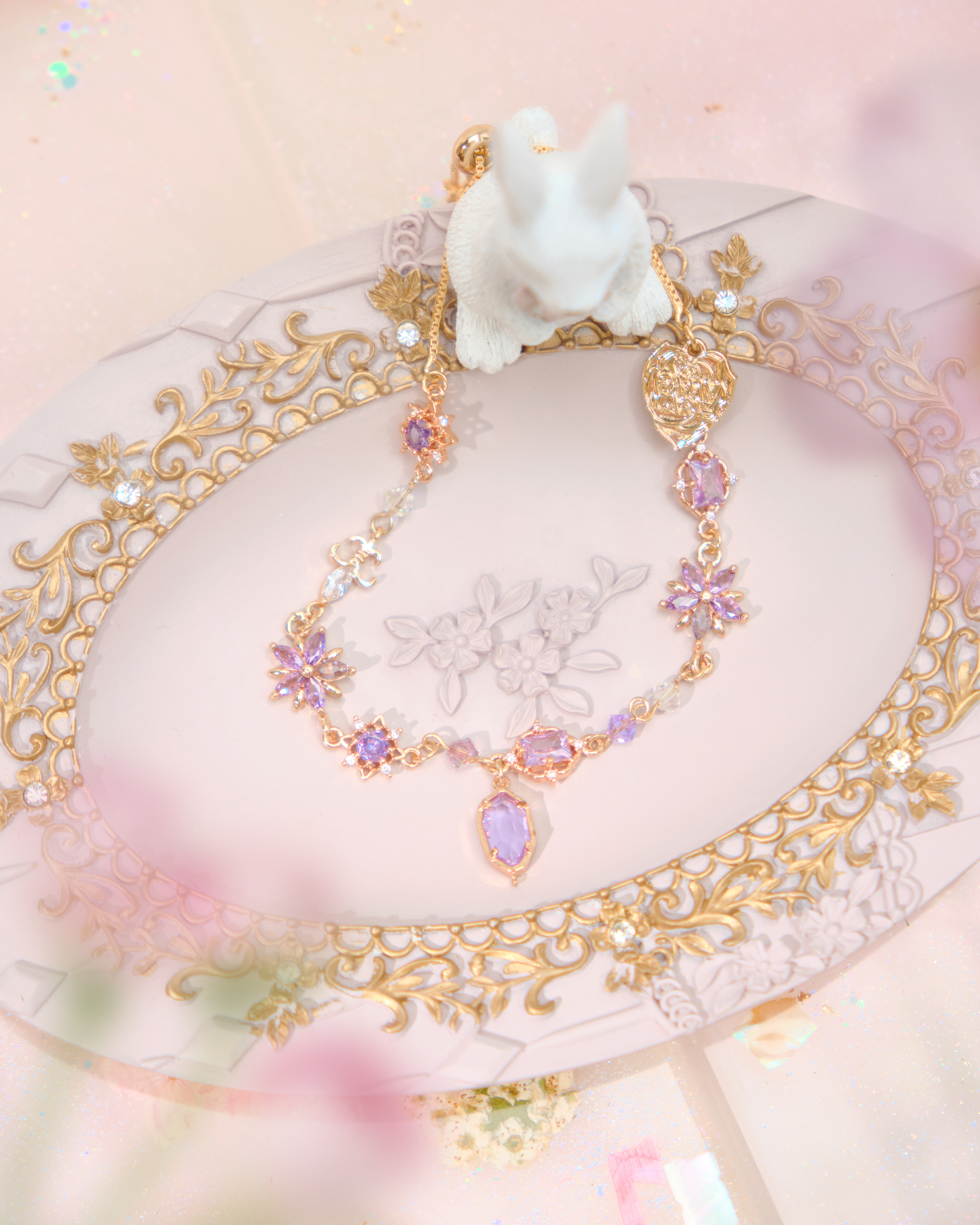 12543 Regal Gold-Plated Zircon Stretch Bracelet/Anklet