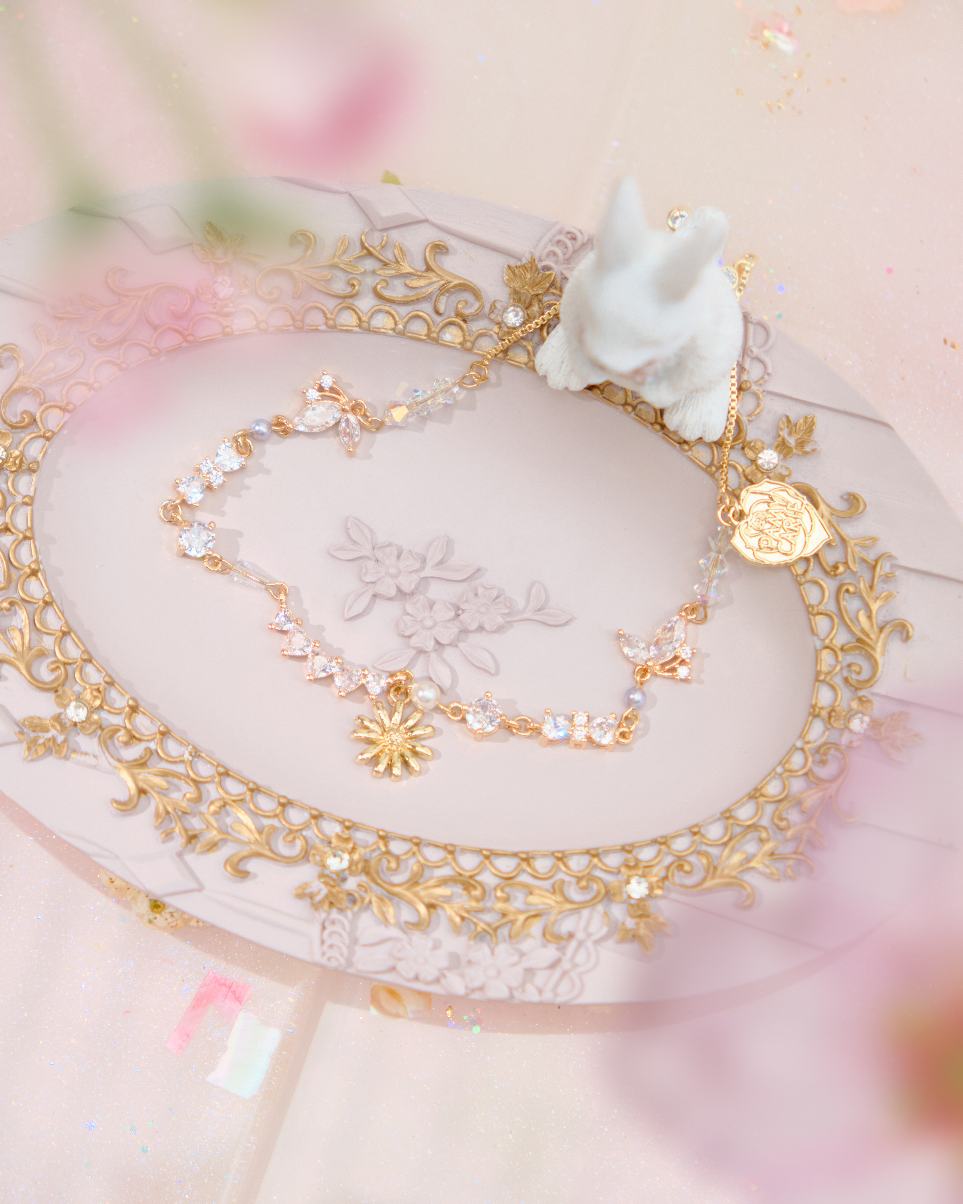 12547 Regal Gold-Plated Zircon Stretch Bracelet/Anklet