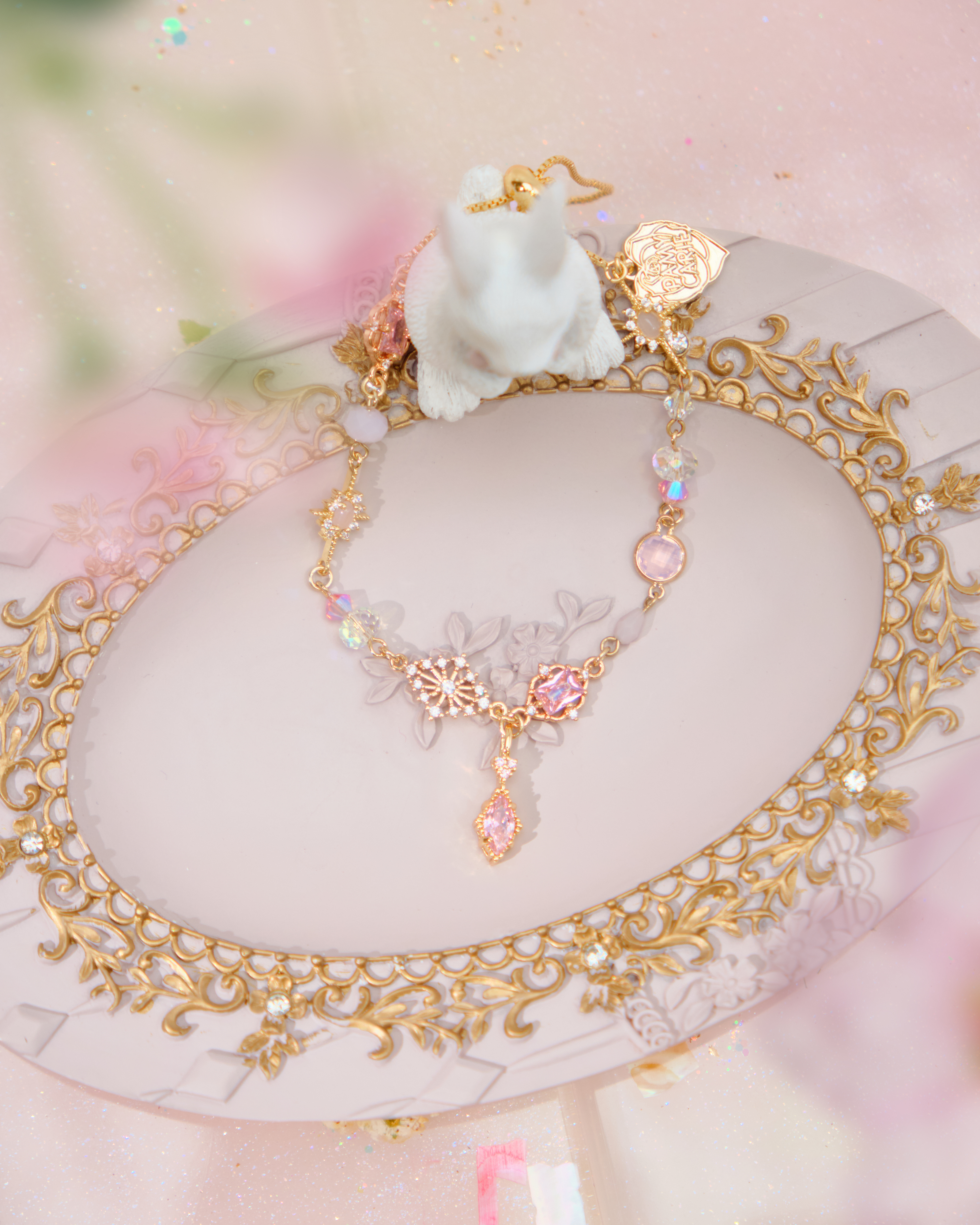 12546 Regal Gold-Plated Zircon Stretch Bracelet/Anklet