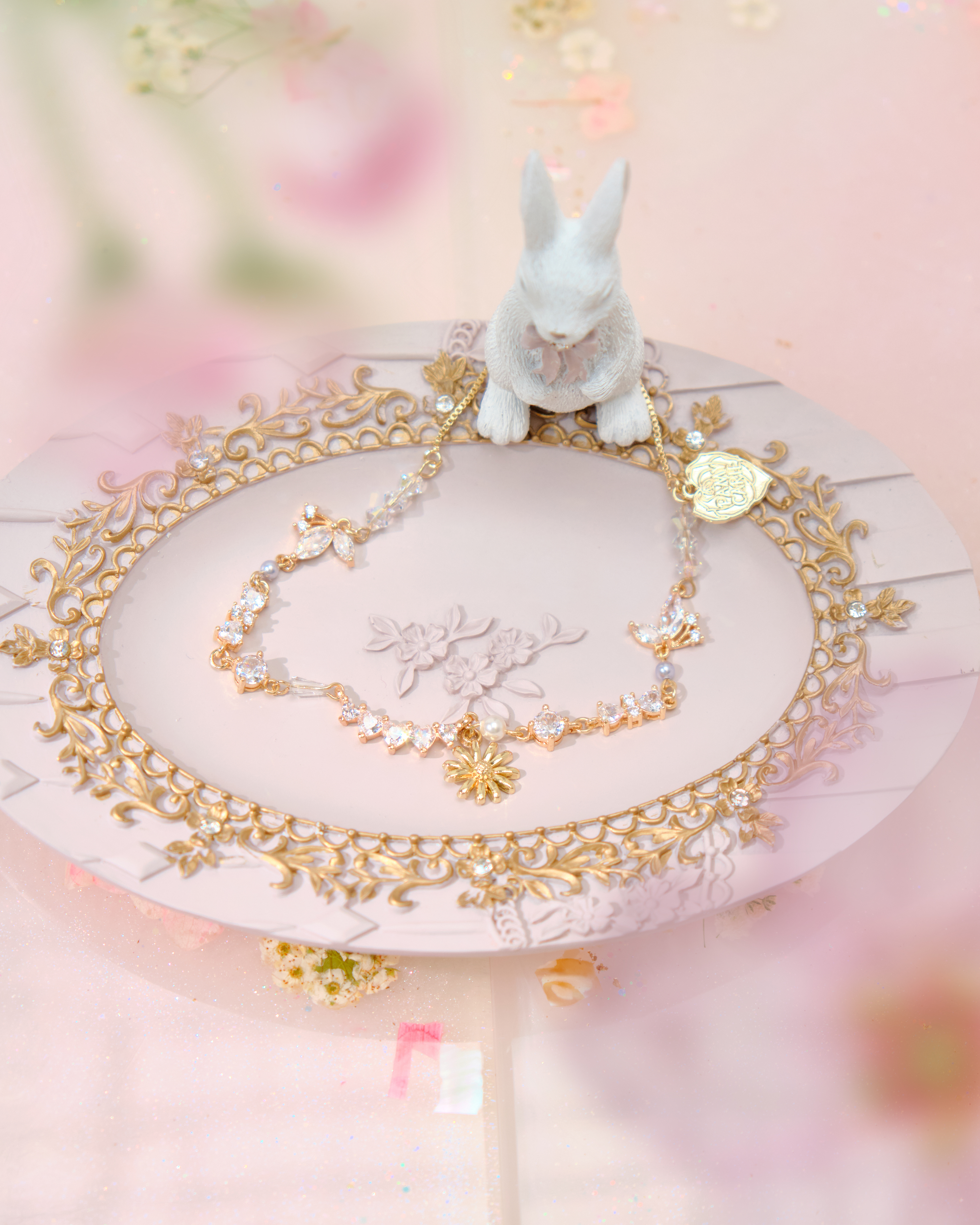 12547 Regal Gold-Plated Zircon Stretch Bracelet/Anklet