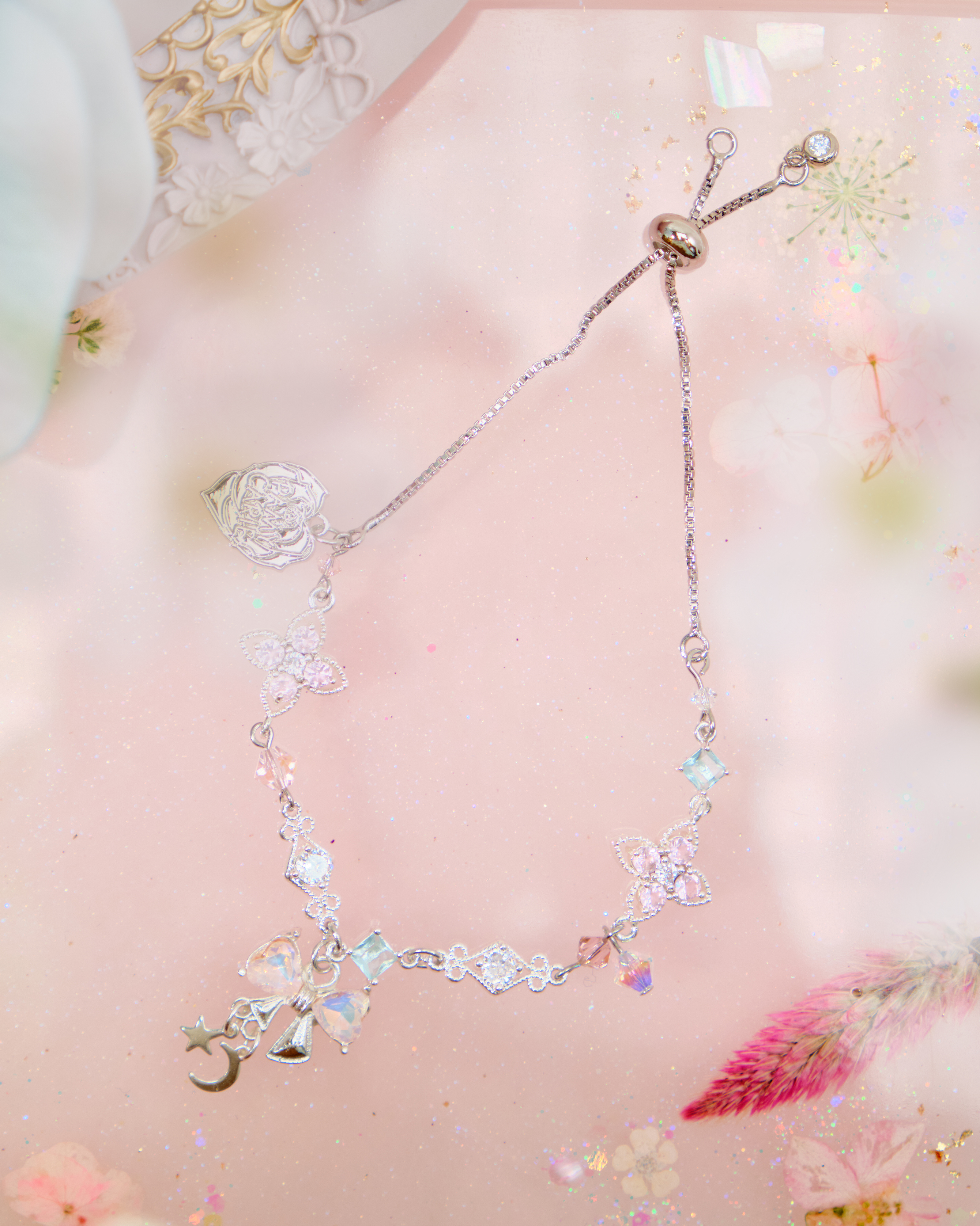 12551 Regal Silver-Plated Zircon Stretch Bracelet/Anklet