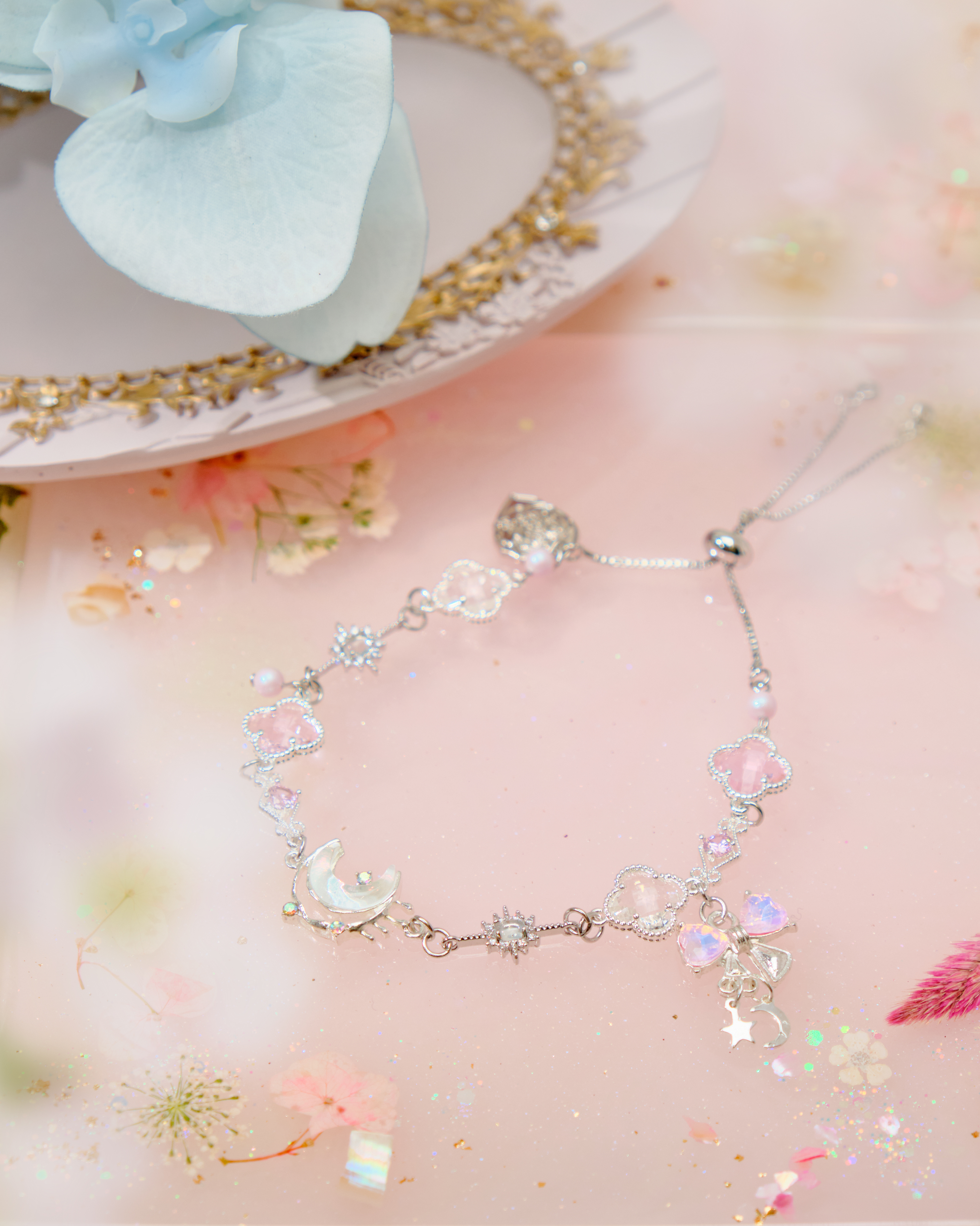 12549 Regal Silver-Plated Zircon Stretch Bracelet/Anklet