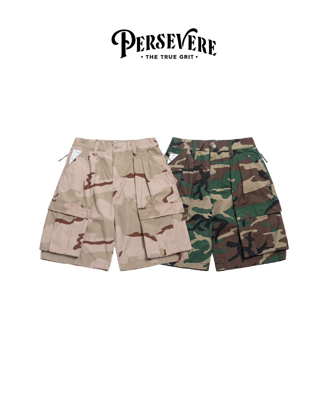 PERSEVERE 迷彩六分口袋短褲 叢林迷彩/沙迷彩 25 S/S Camo Knee-Length Cargo Shorts