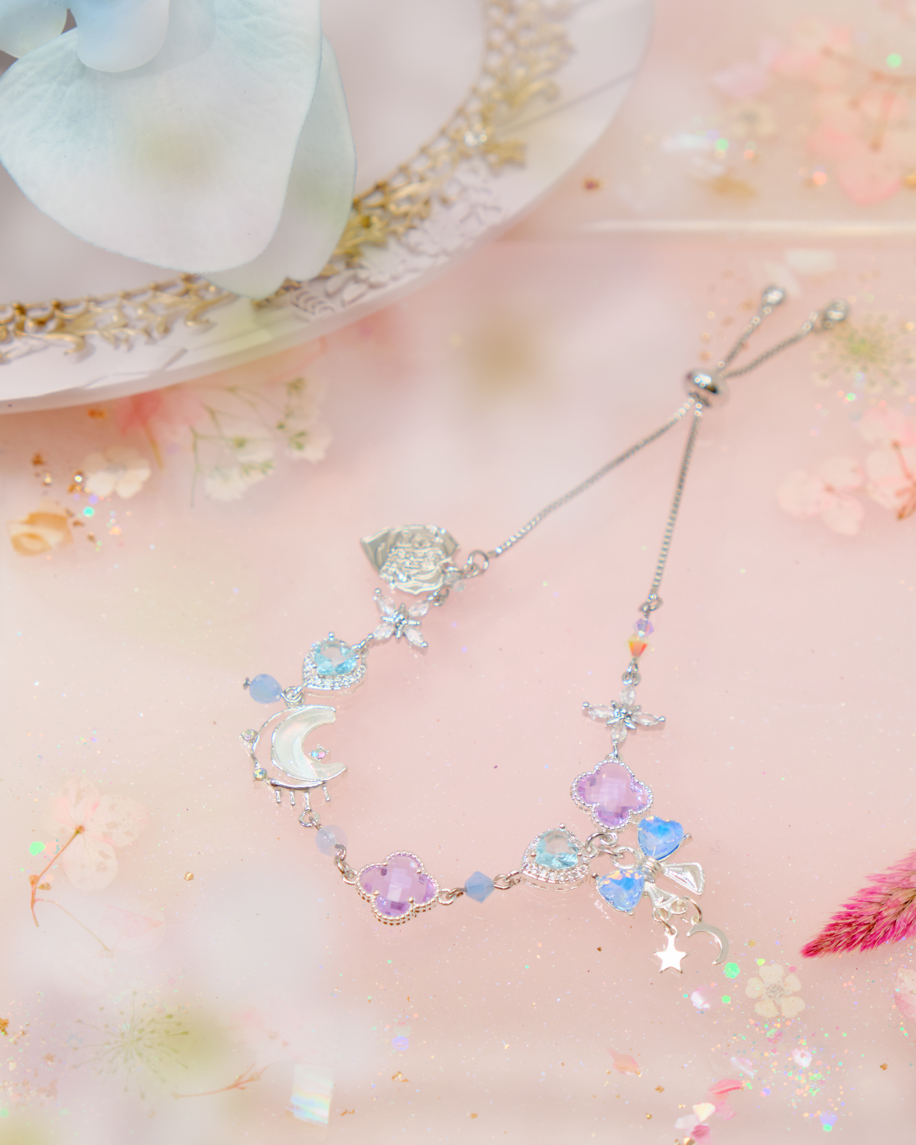 12552 Regal Silver-Plated Zircon Stretch Bracelet/Anklet