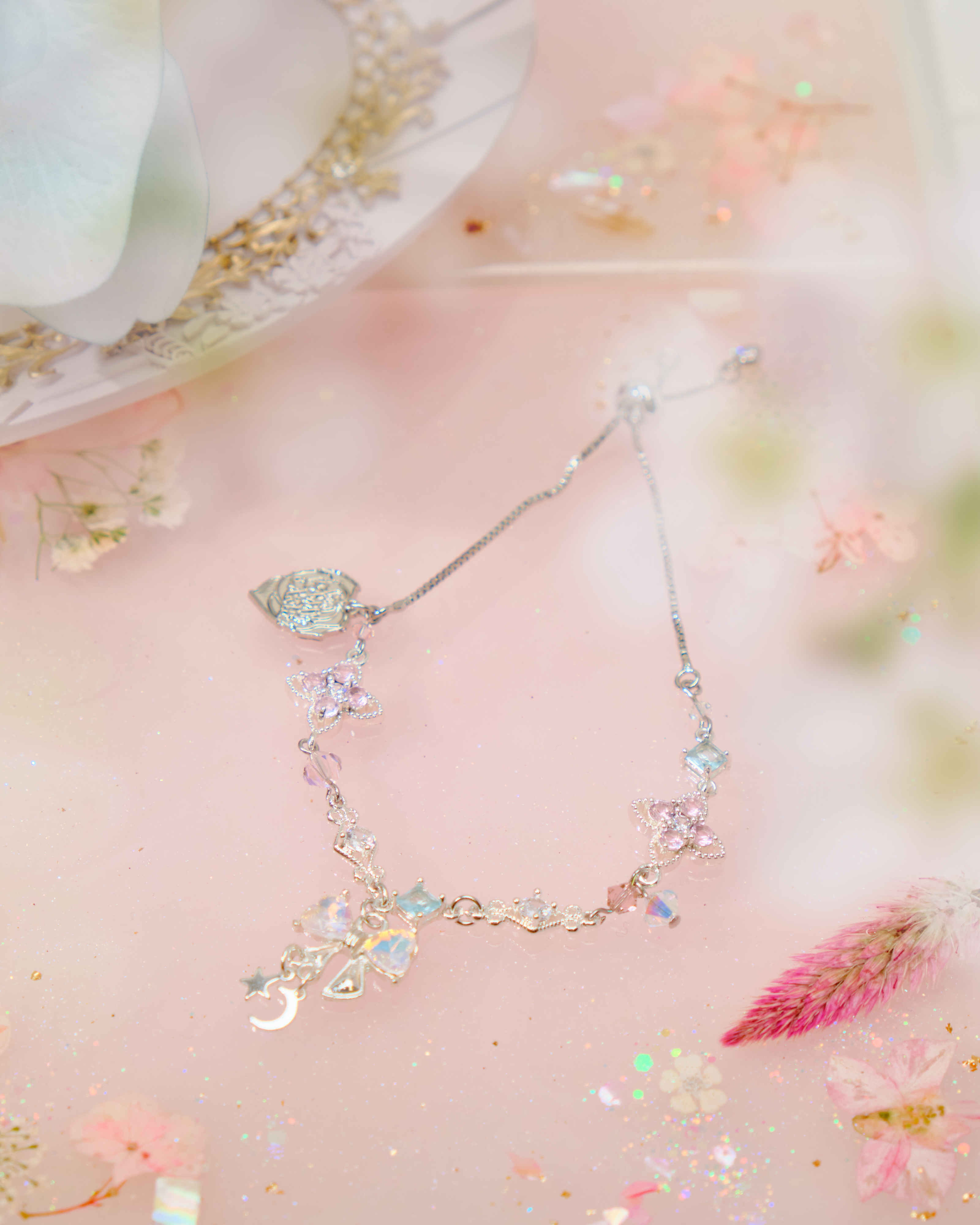 12551 Regal Silver-Plated Zircon Stretch Bracelet/Anklet