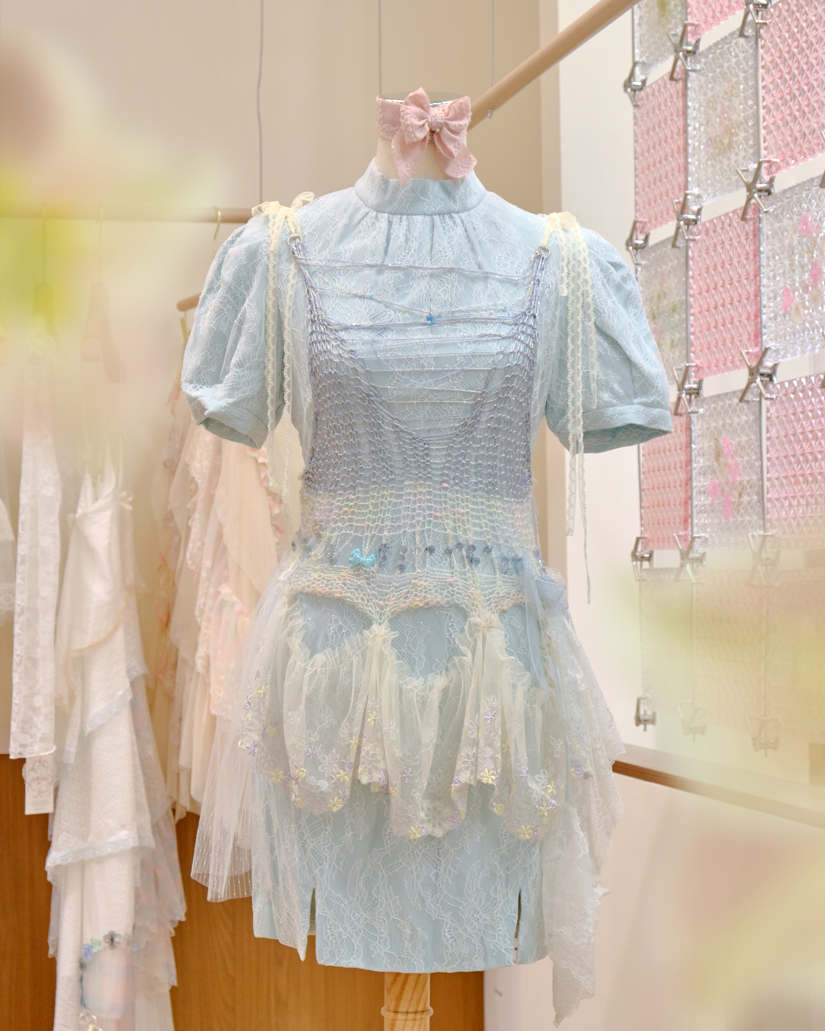 12659 Hand-Knitted Irregular Layered Lace Top Overlay