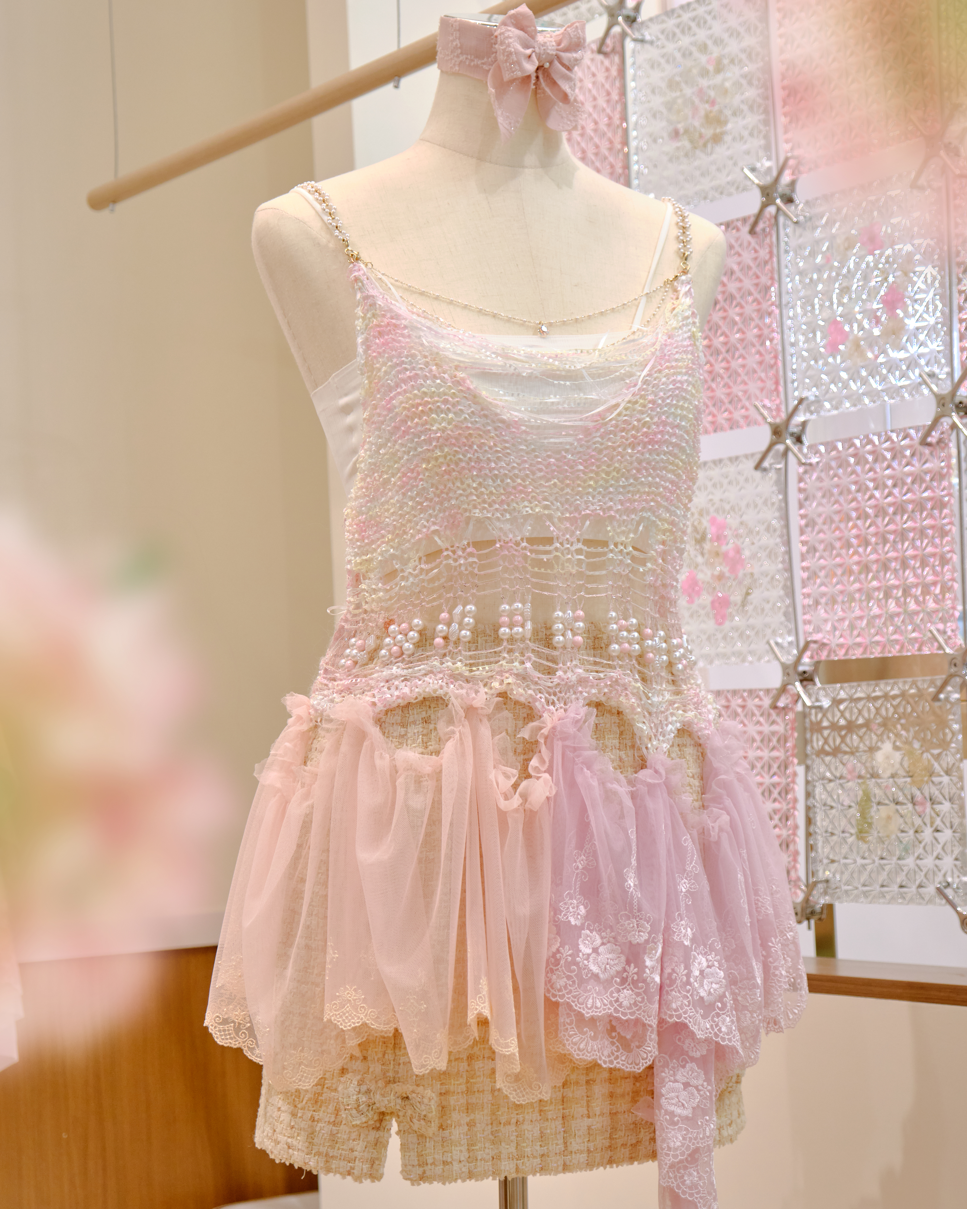 12658 Hand-Knitted Irregular Layered Lace Top Overlay