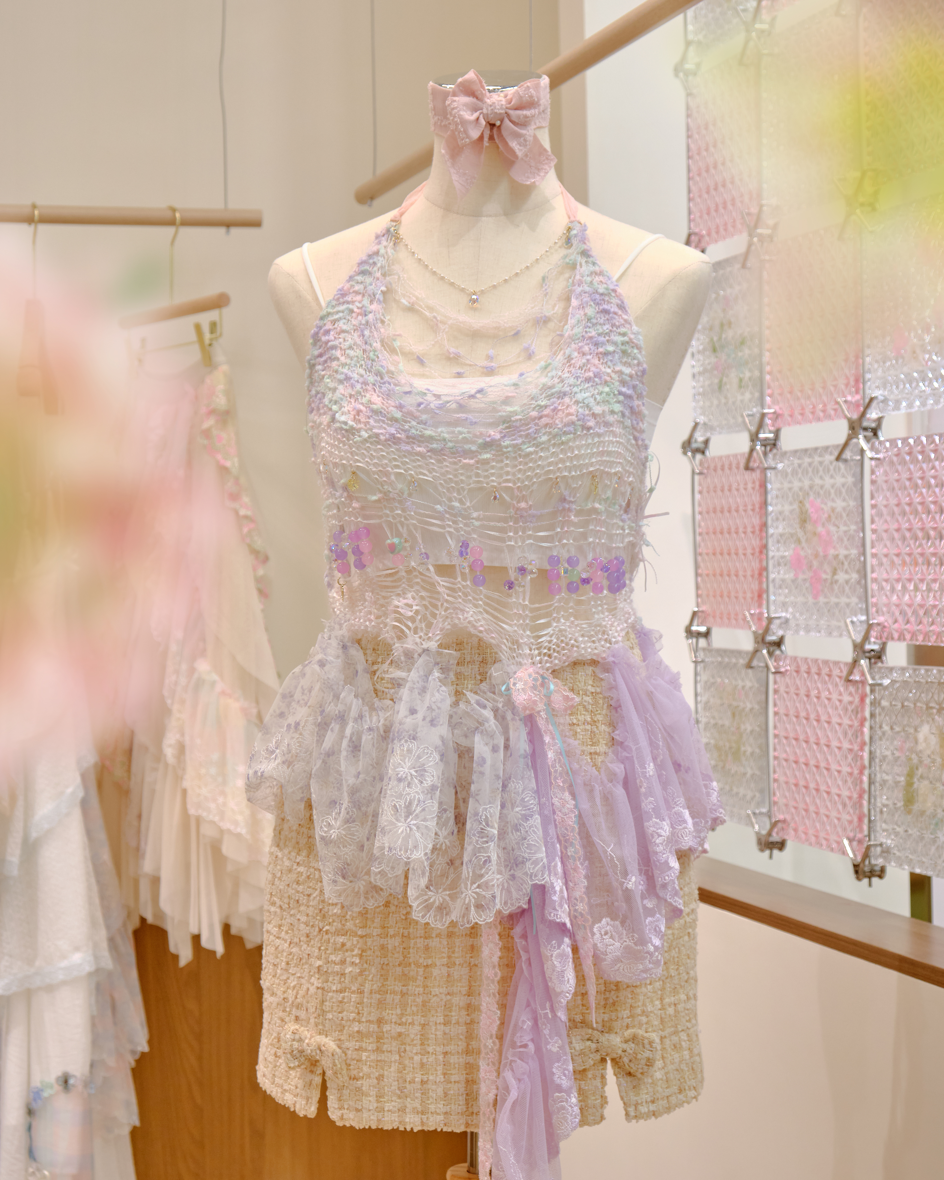 12657 Hand-Knitted Irregular Layered Lace Top Overlay