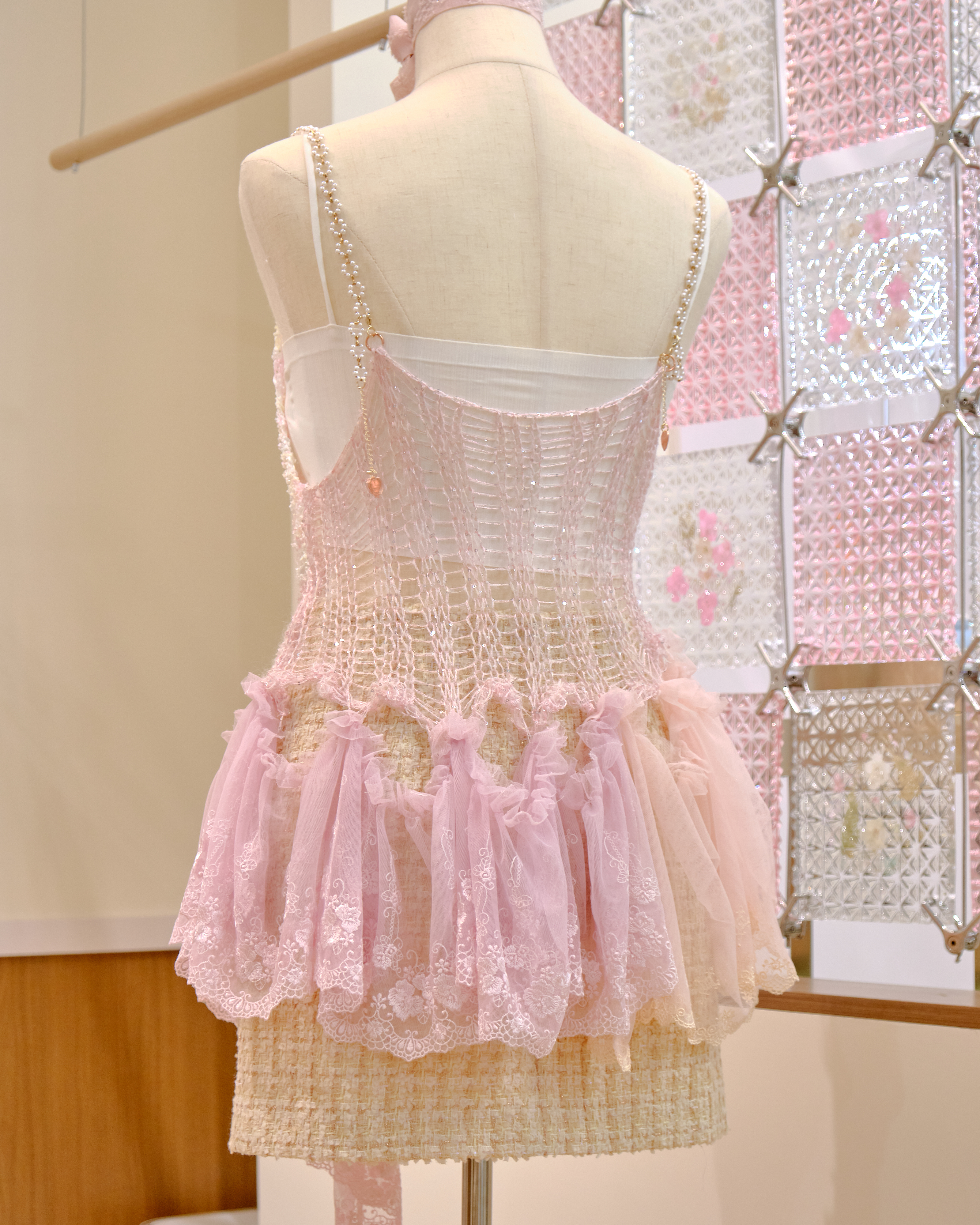 12658 Hand-Knitted Irregular Layered Lace Top Overlay