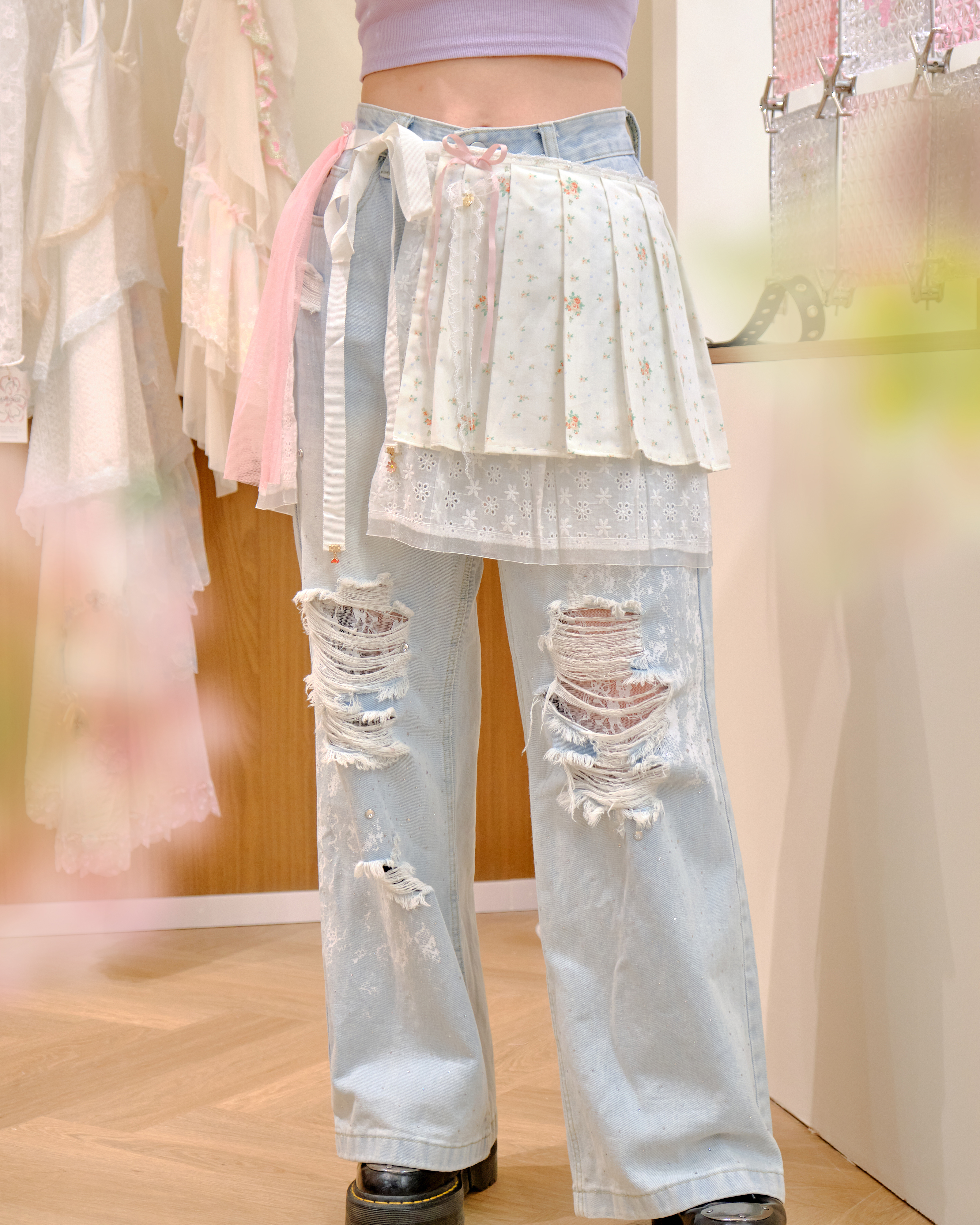 12652 Pleated skirt Belt Overskirt