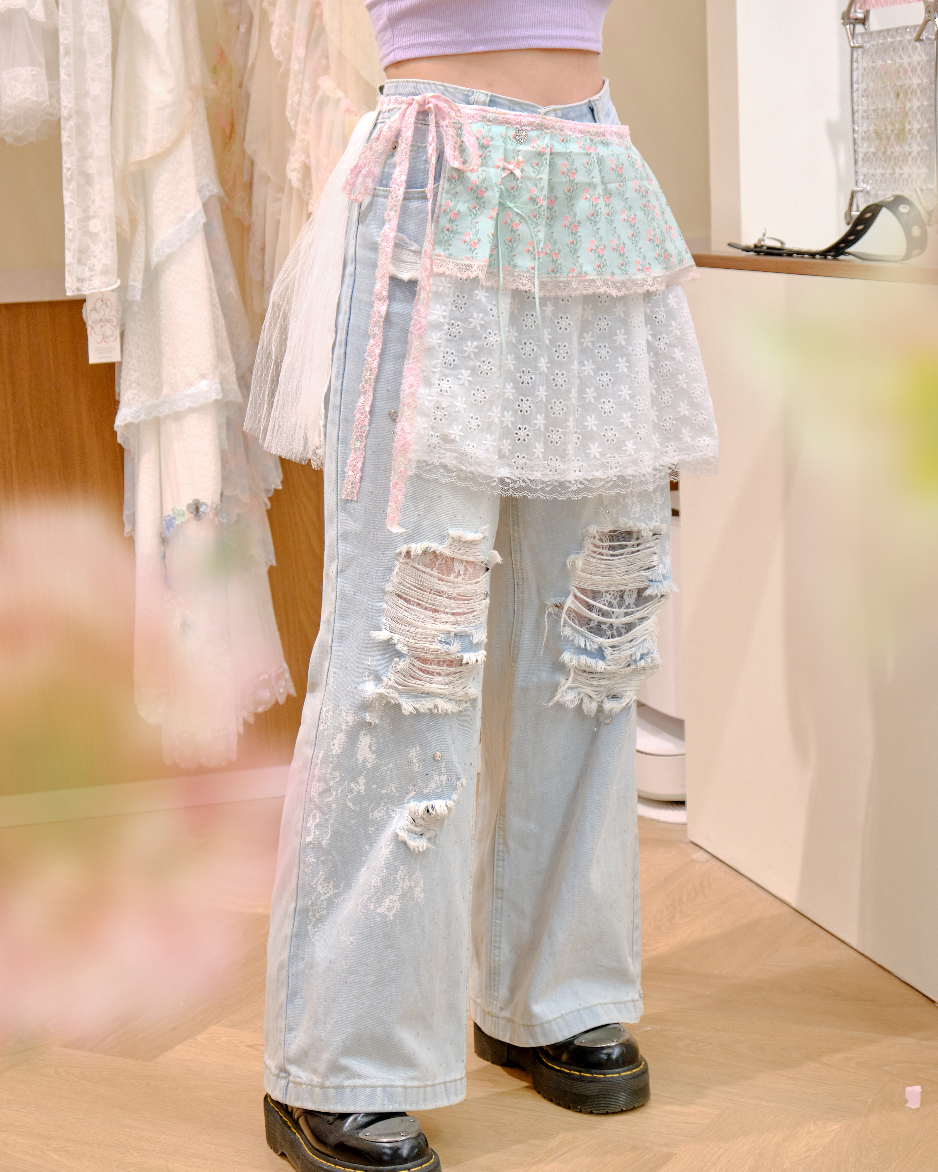 12653 Pleated skirt Belt Overskirt