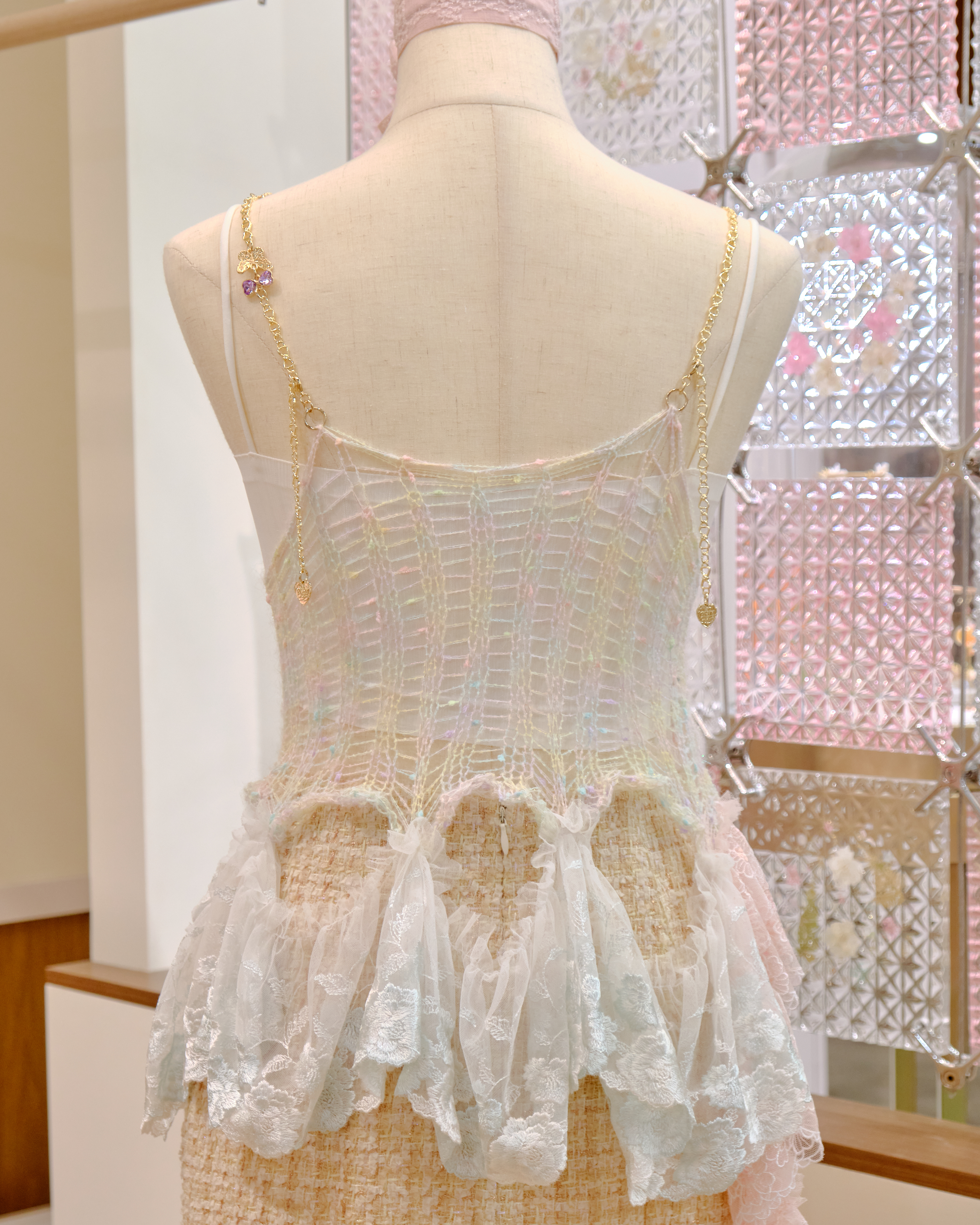 12655 Hand-Knitted Irregular Layered Lace Top Overlay