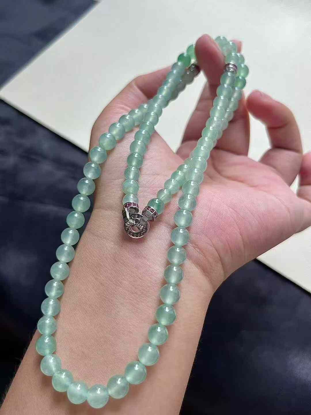 翡翠珠子項鏈 (6.7mm直徑),天然翡翠A玉, 緬甸玉, Jade, Jadeite