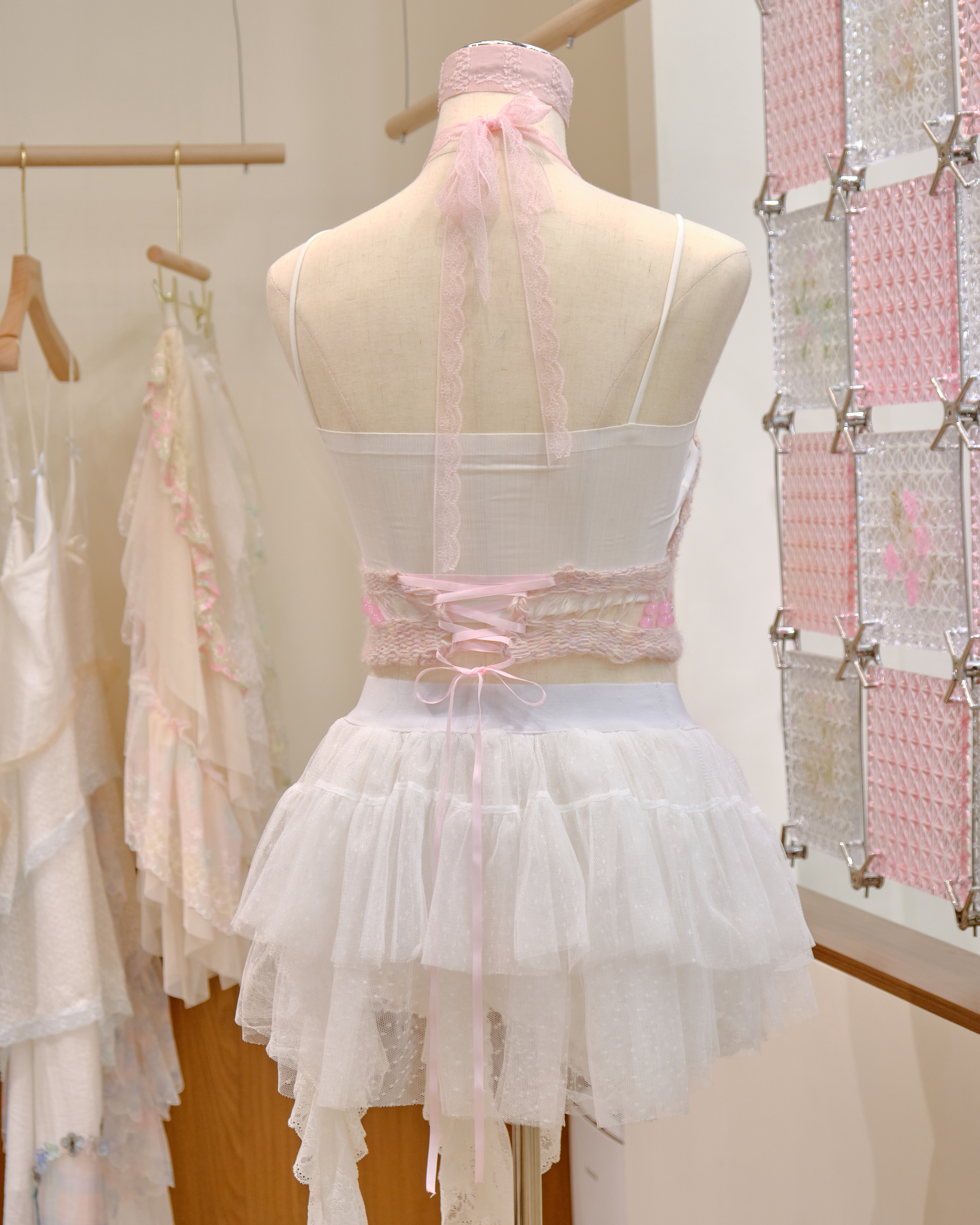 12645 Hand-Knitted Sexy High-Waist Tie-Neck Top