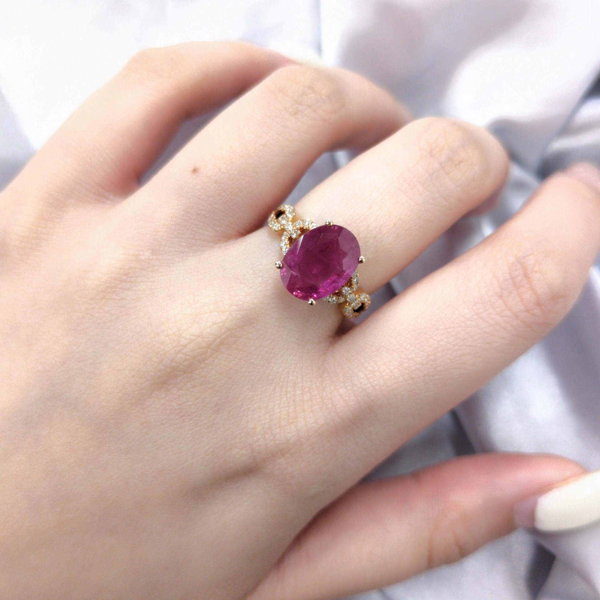 18K Rose Gold 3.00ct Ruby and Diamond Ring