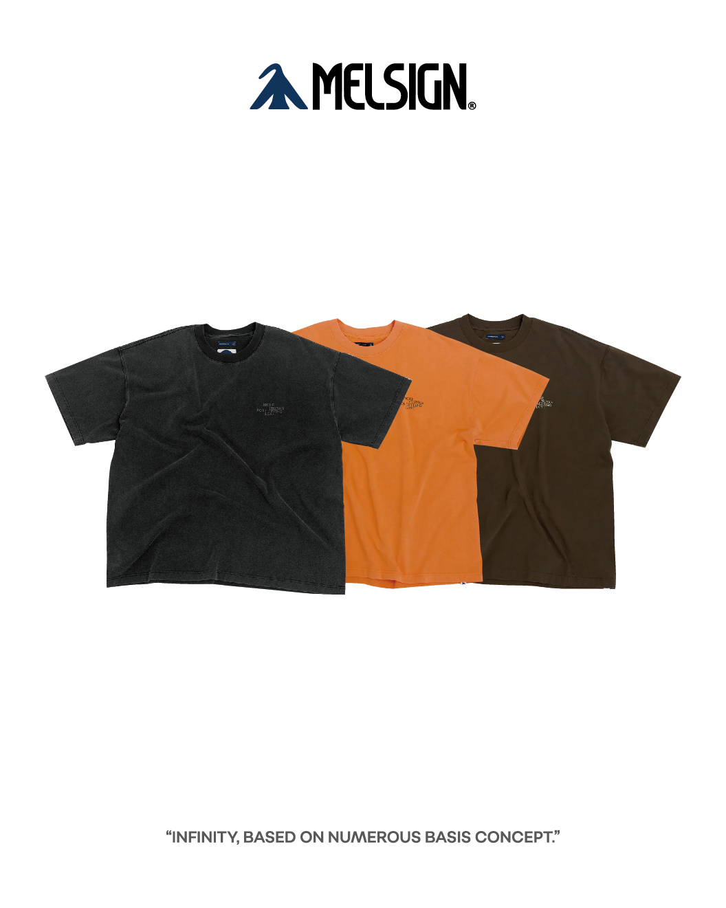 MELSIGN 水洗短袖T 黑/咖啡/橘 25 S/S Sat. more drinks for getting lost Tee