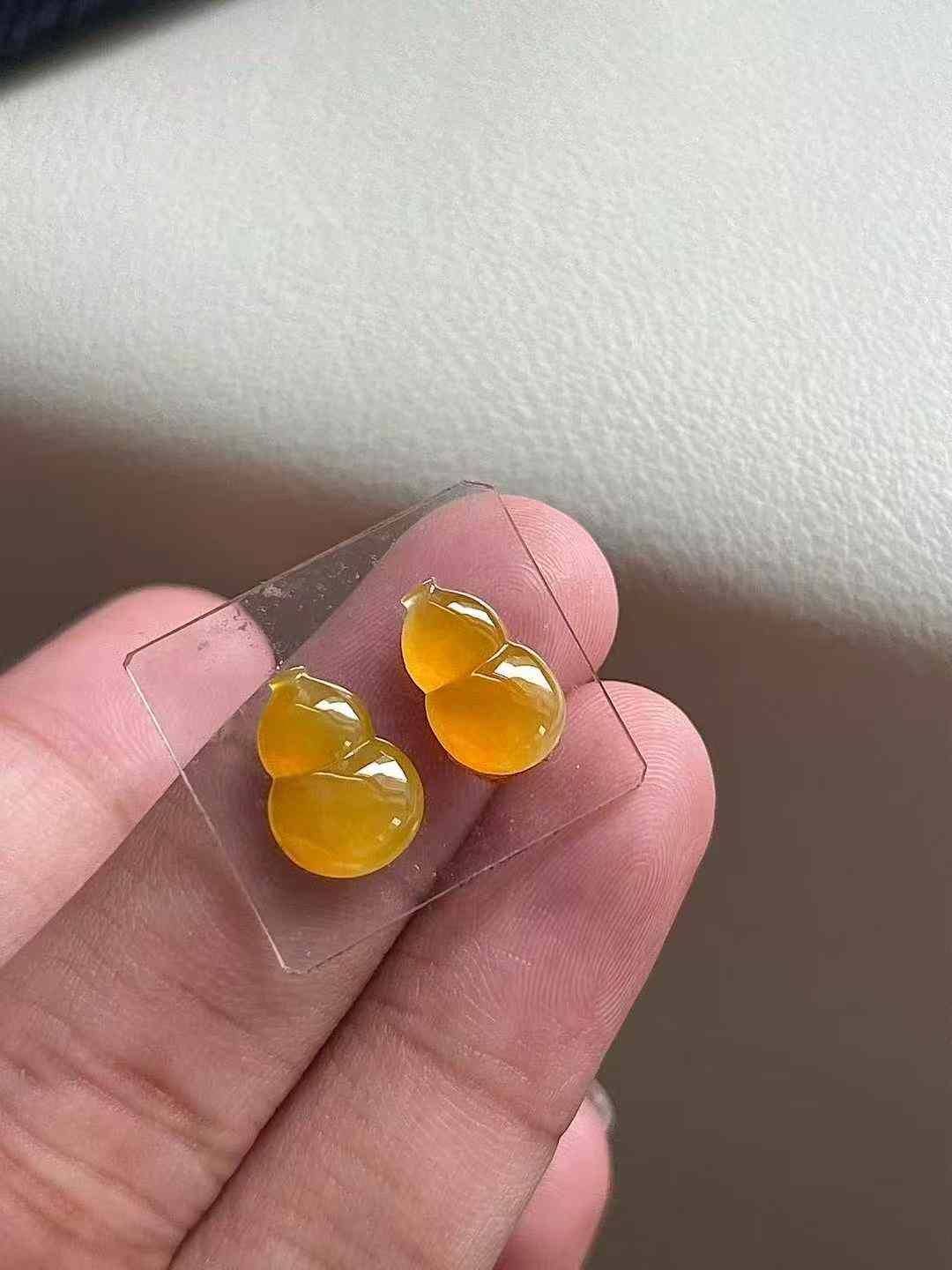 726369 翡翠黃翡葫蘆一對