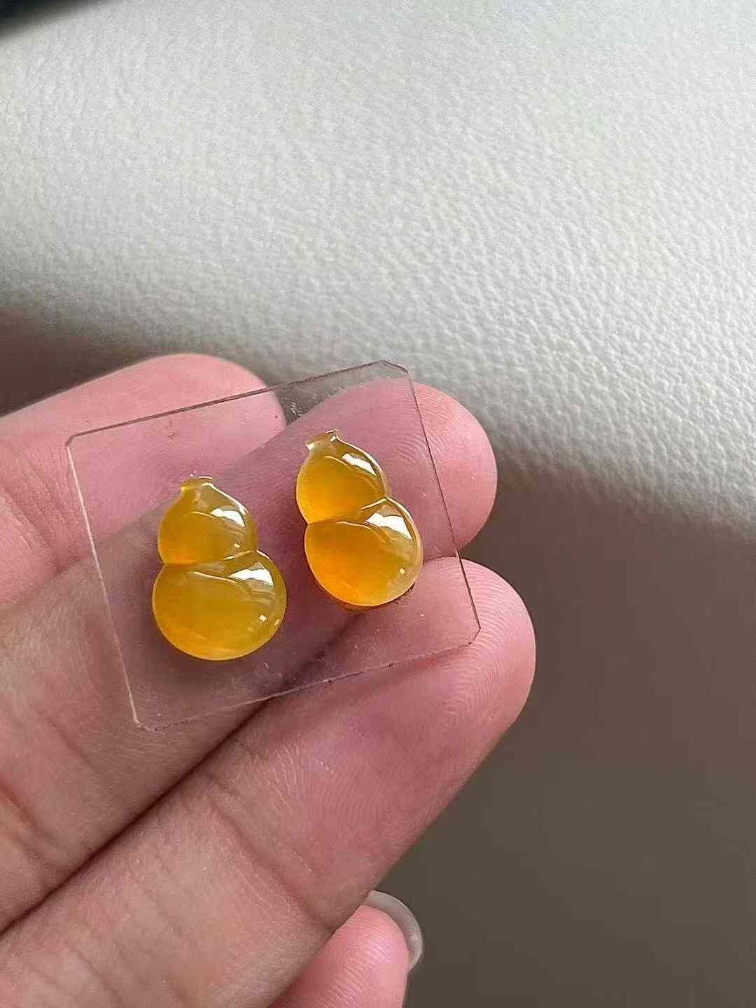 翡翠黃翡葫蘆一對,天然翡翠A玉, 緬甸玉, Jade, Jadeite