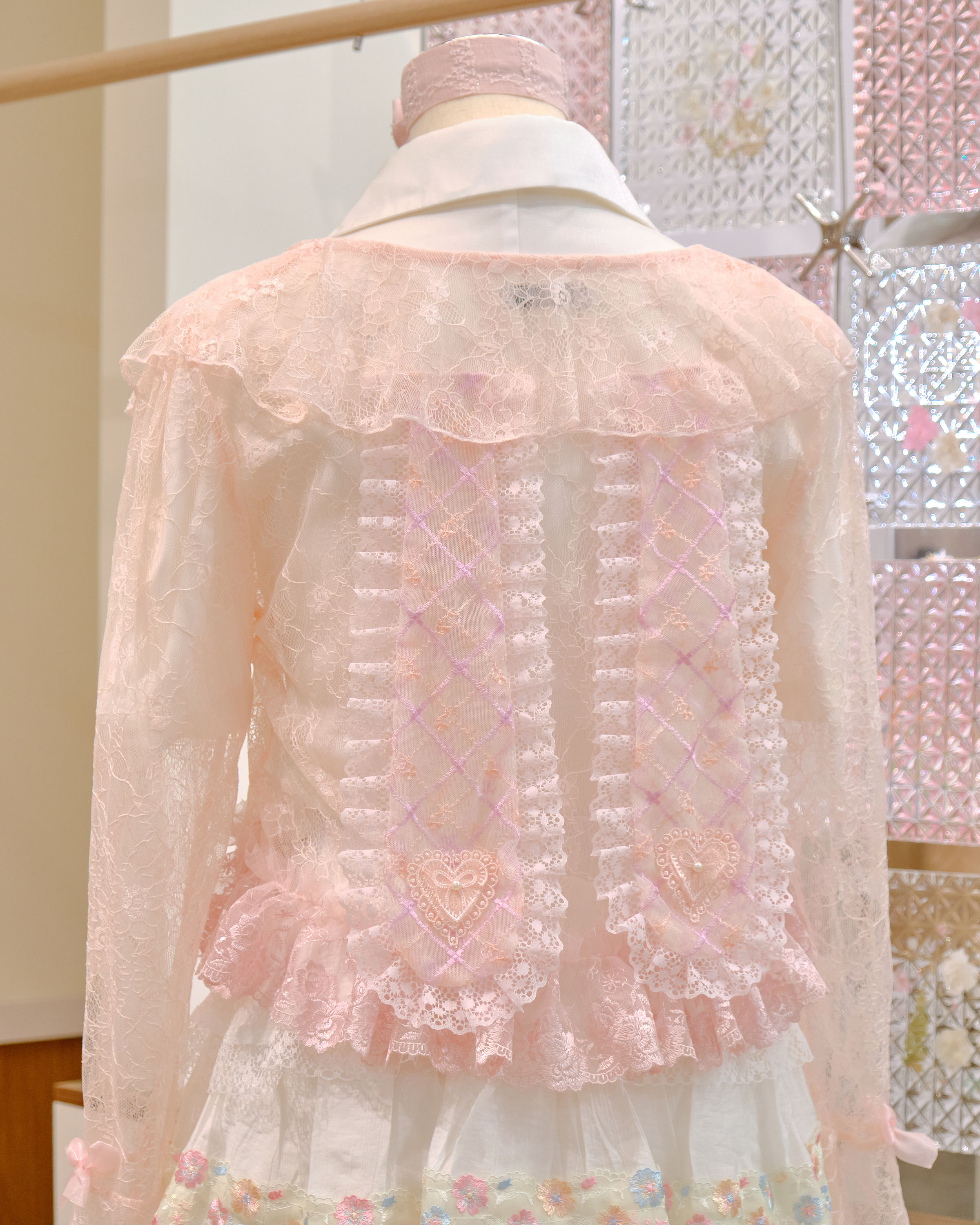 12641 Lace Ruffle Collar Flared Sleeve Thin Jacket with Cute Rabbit Ears