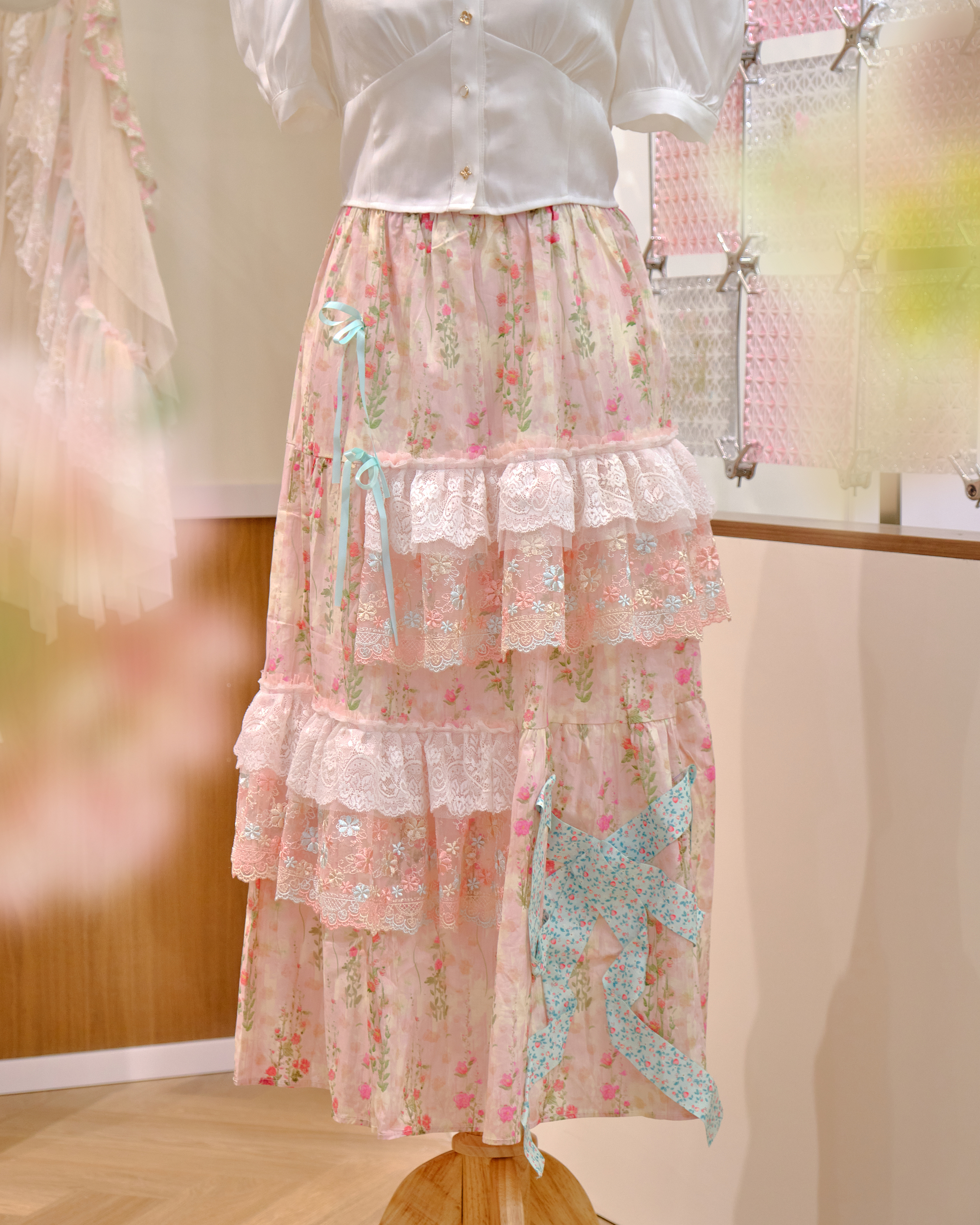 12628 Simple Floral Layered Skirt