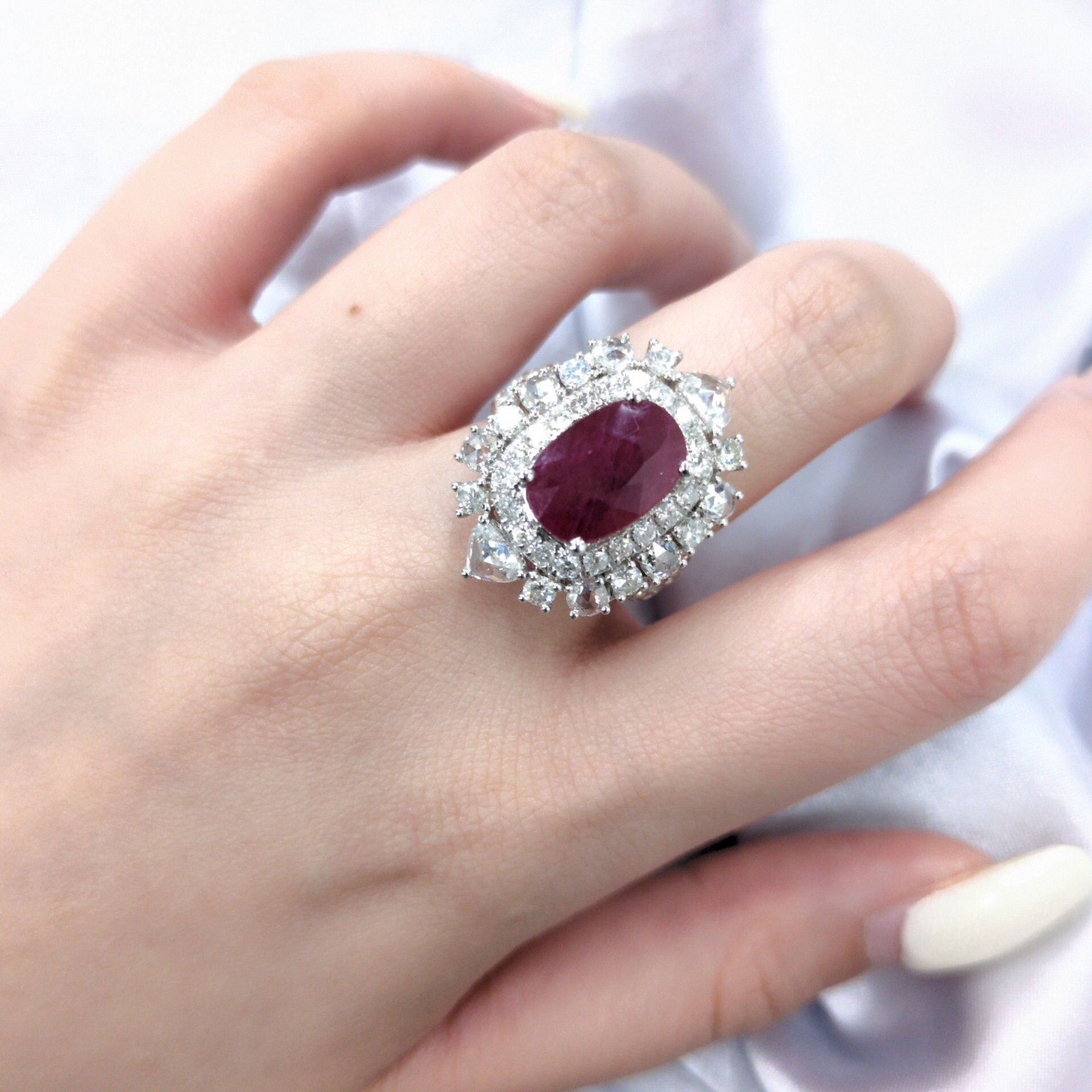 18K White Gold 5.50ct Ruby and Diamond Ring