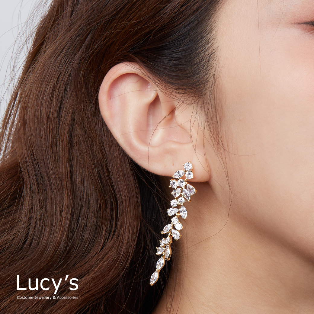 風曳銀葉 耳環 (二色) (124422/124423)