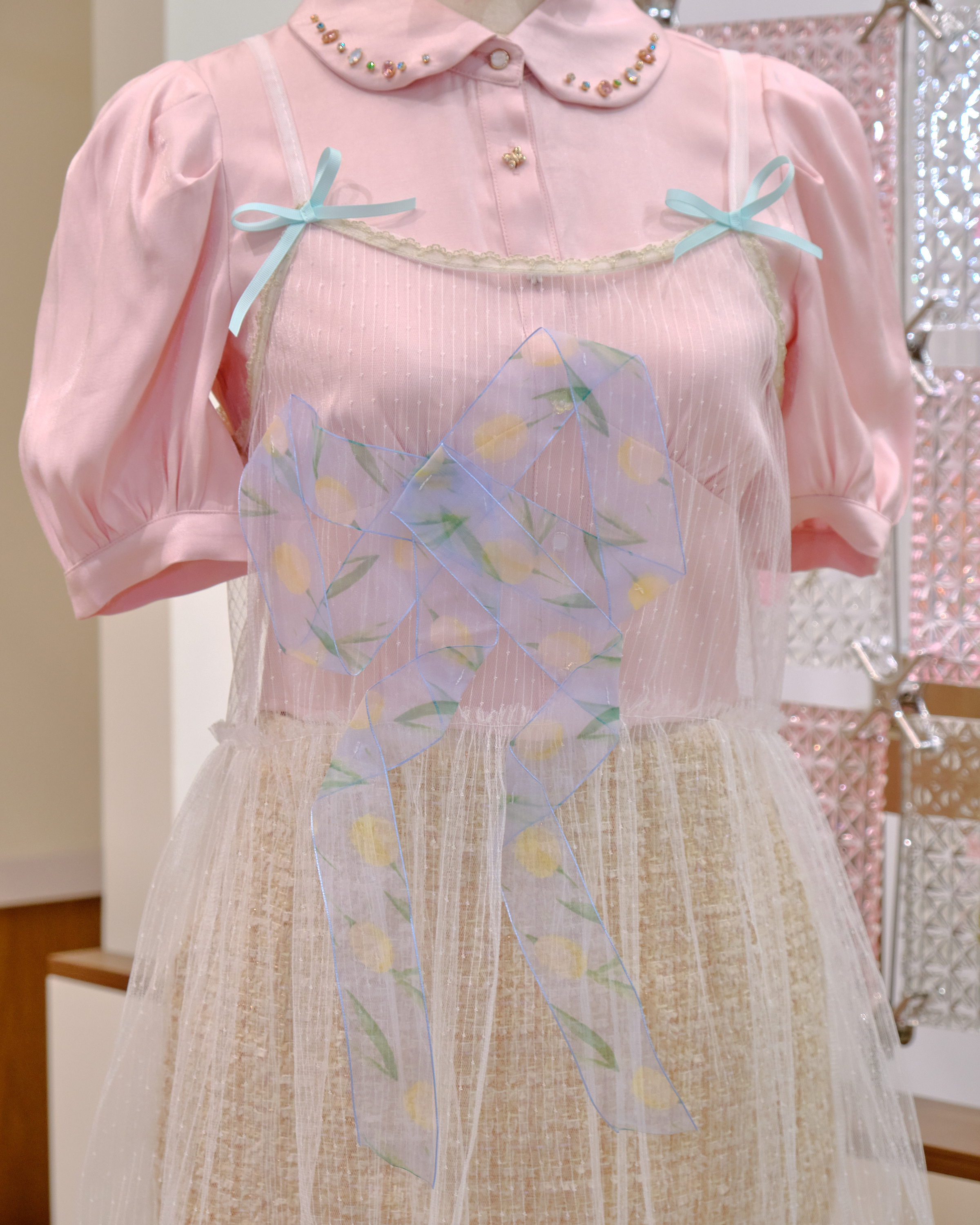 12616 Bow Strap Sheer Mini Skirt Cover