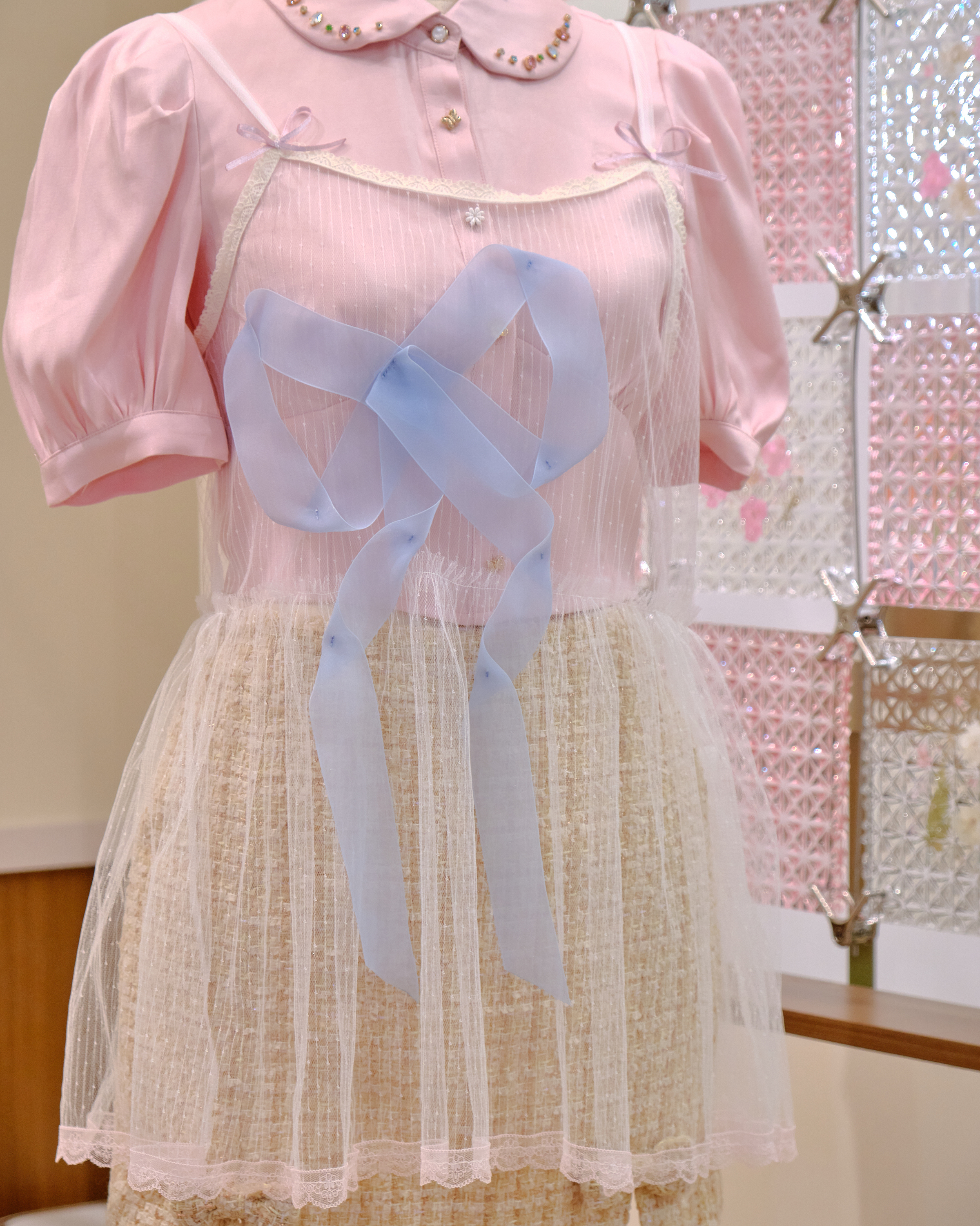 12615 Bow Strap Sheer Mini Skirt Cover