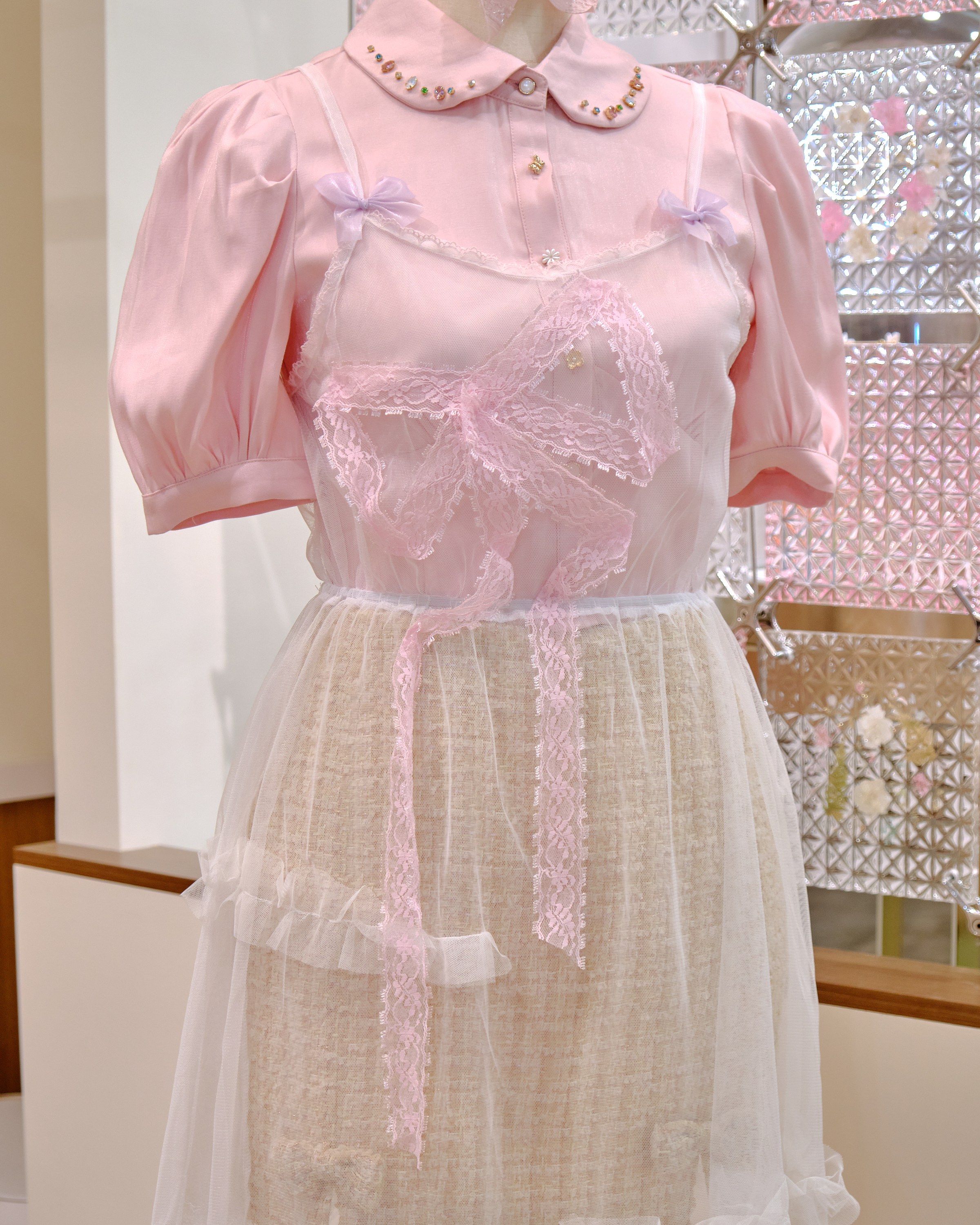 12614 Bow Strap Sheer Mini Skirt Cover