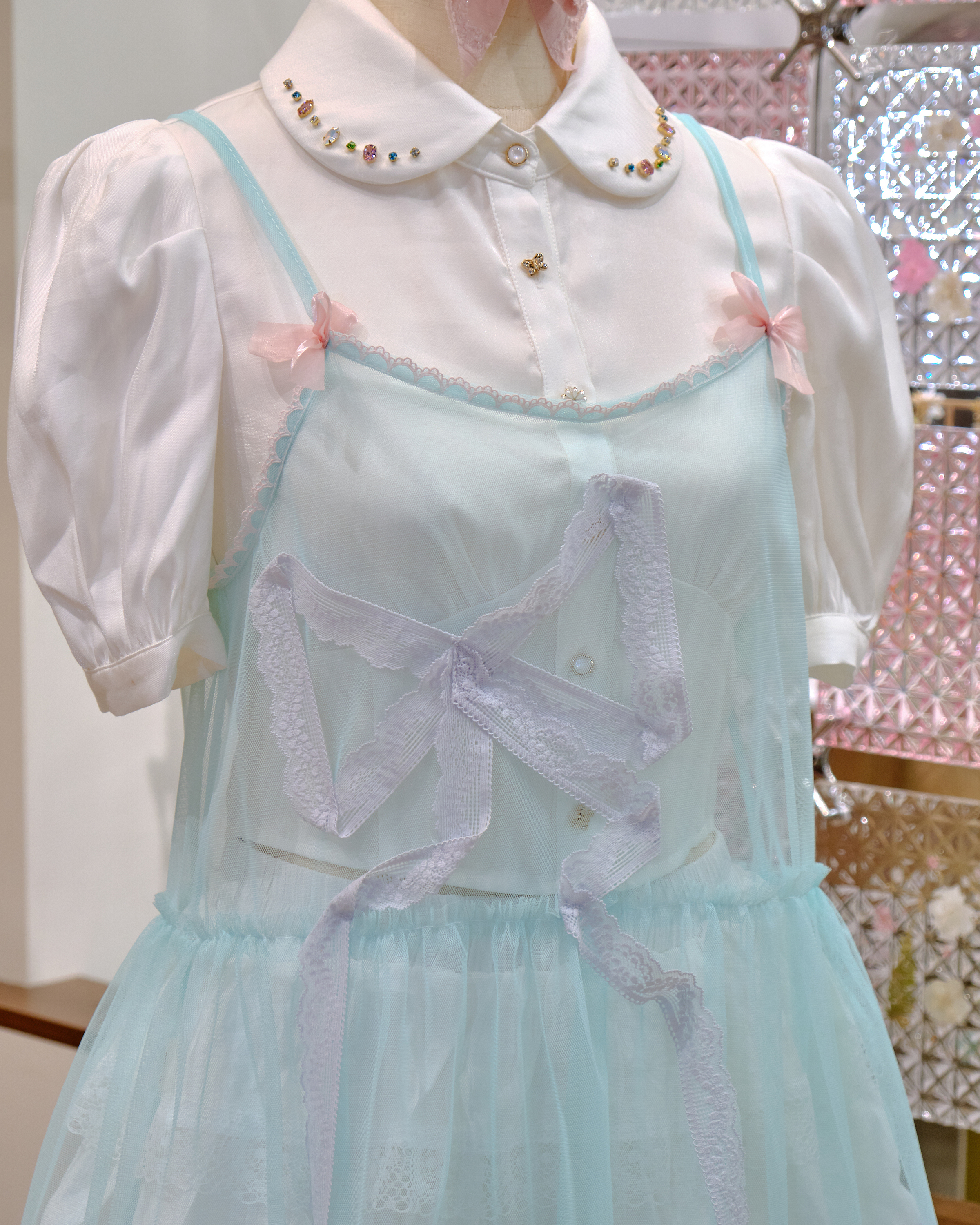 12613 Bow Strap Sheer Mini Skirt Cover