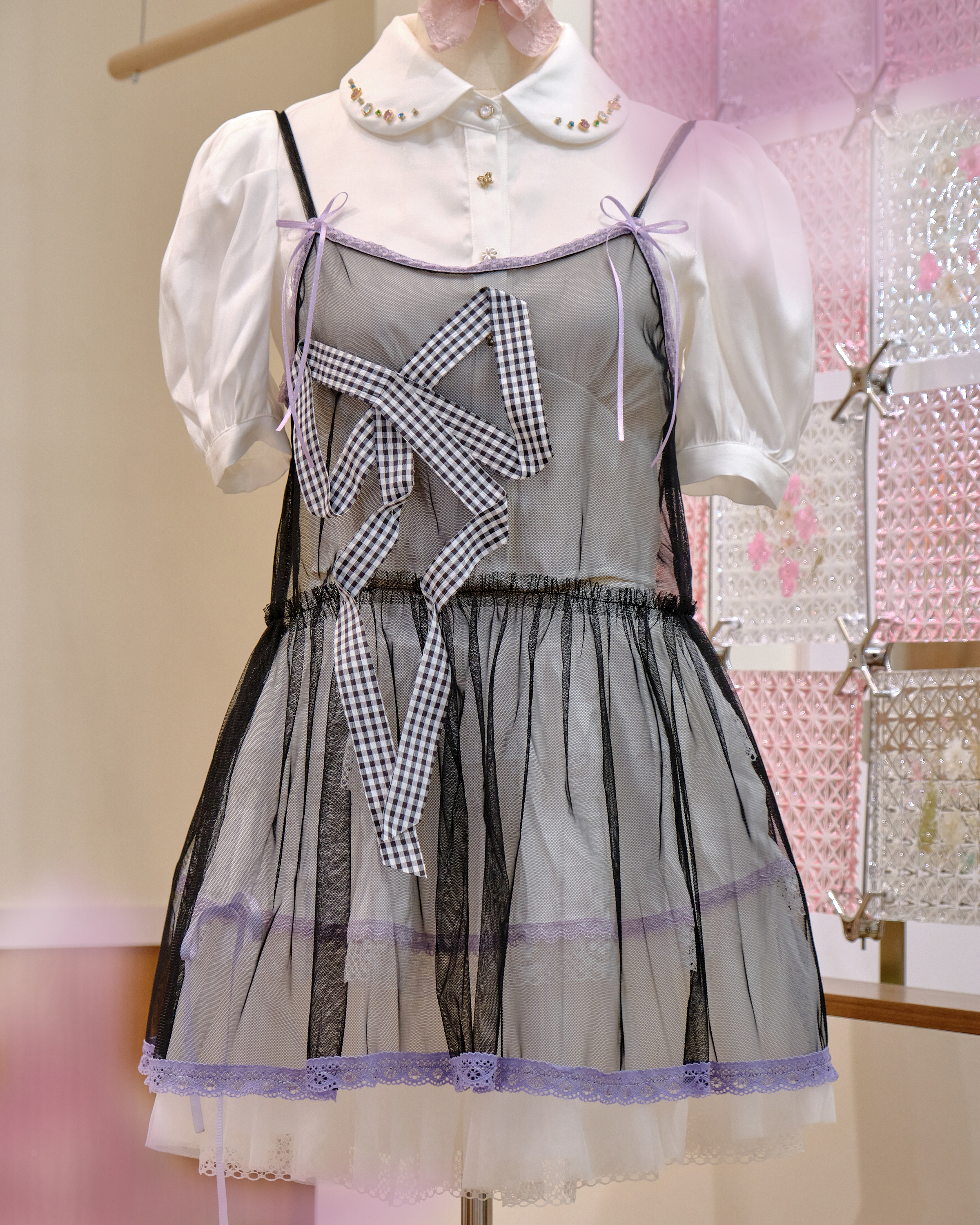 12612 Bow Strap Sheer Mini Skirt Cover