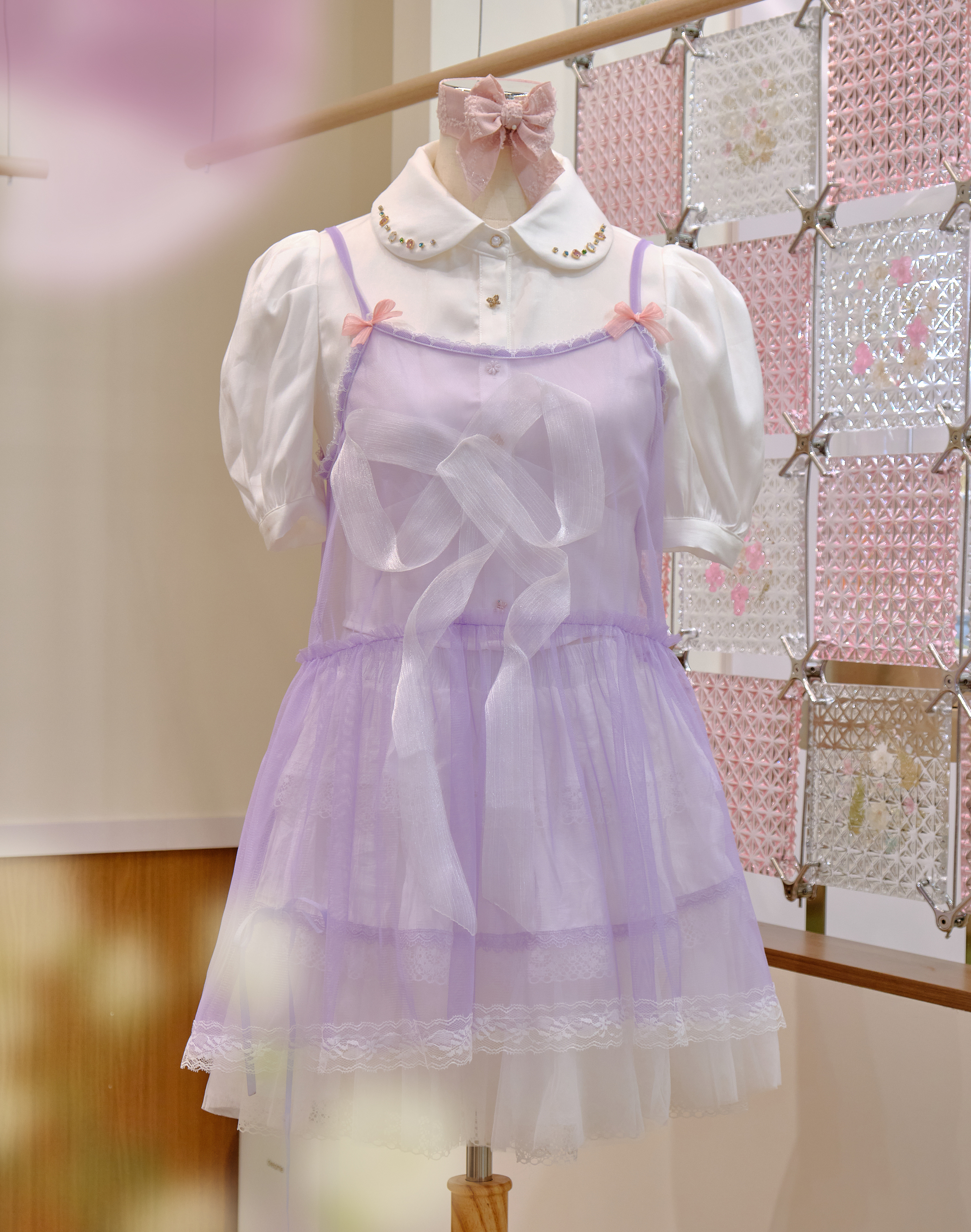 12610 Bow Strap Sheer Mini Skirt Cover