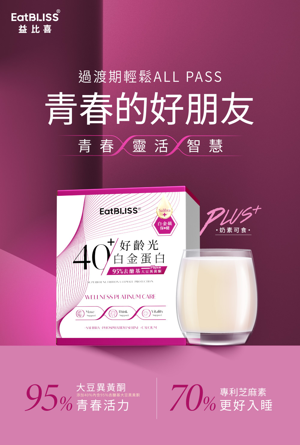 【Eatbliss 益比喜】好齡光白金蛋白大豆異黃酮plus(奶素)