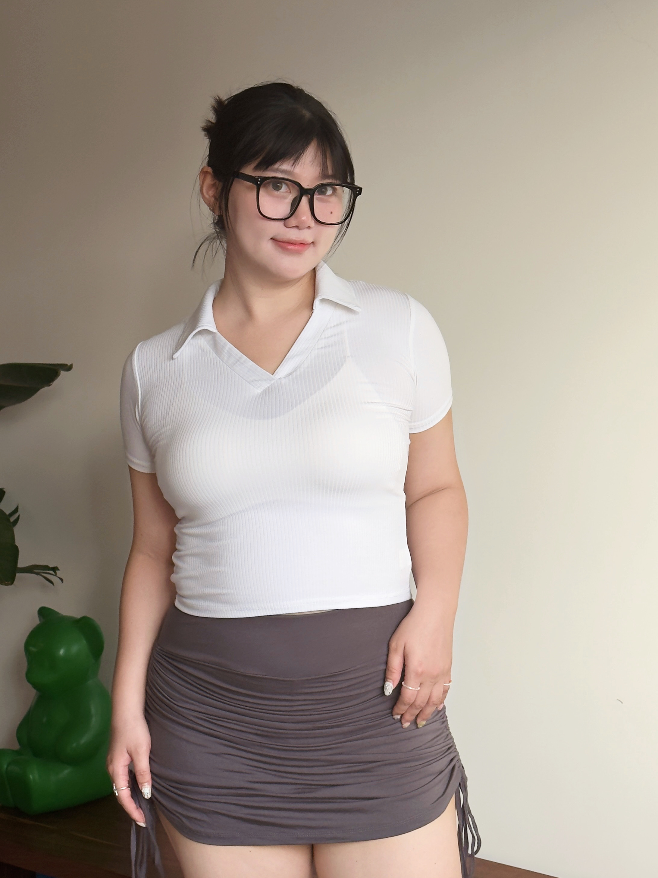 B7 心機曲線 抽繩褶皺短裙(四色）