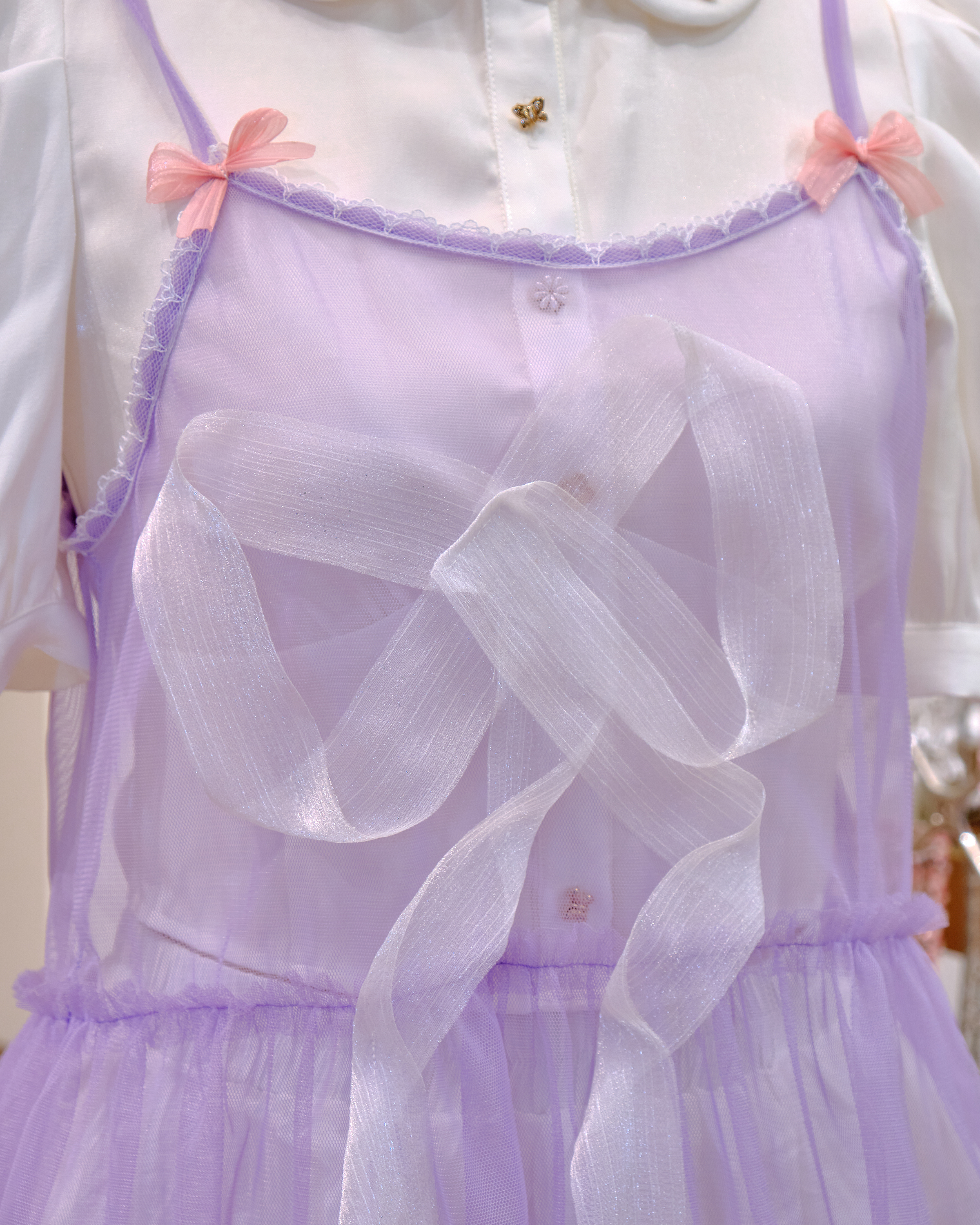 12610 Bow Strap Sheer Mini Skirt Cover