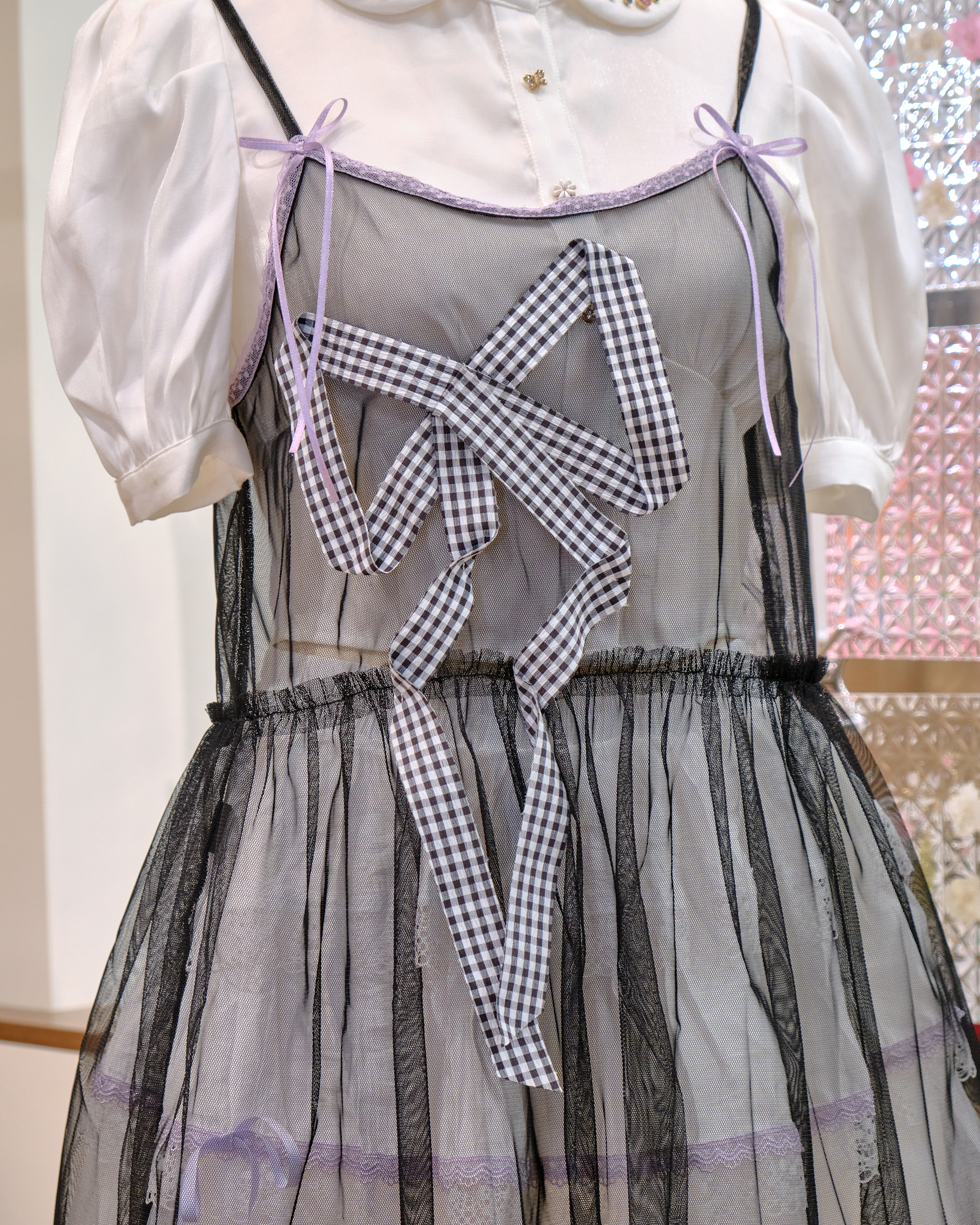 12612 Bow Strap Sheer Mini Skirt Cover