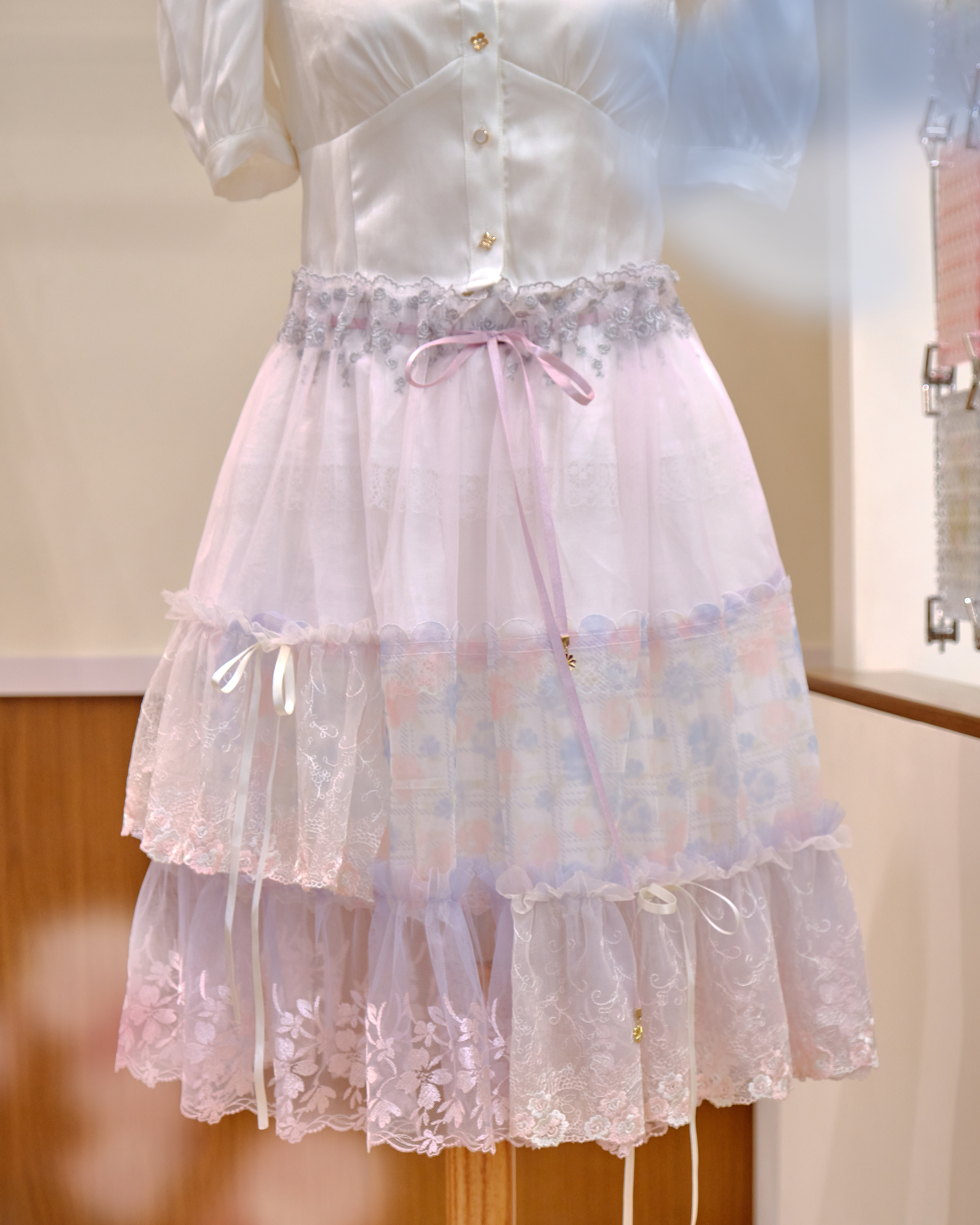 12609 2-in-1 Lace Short Skirt Pants and Sheer Skirt Cover Set