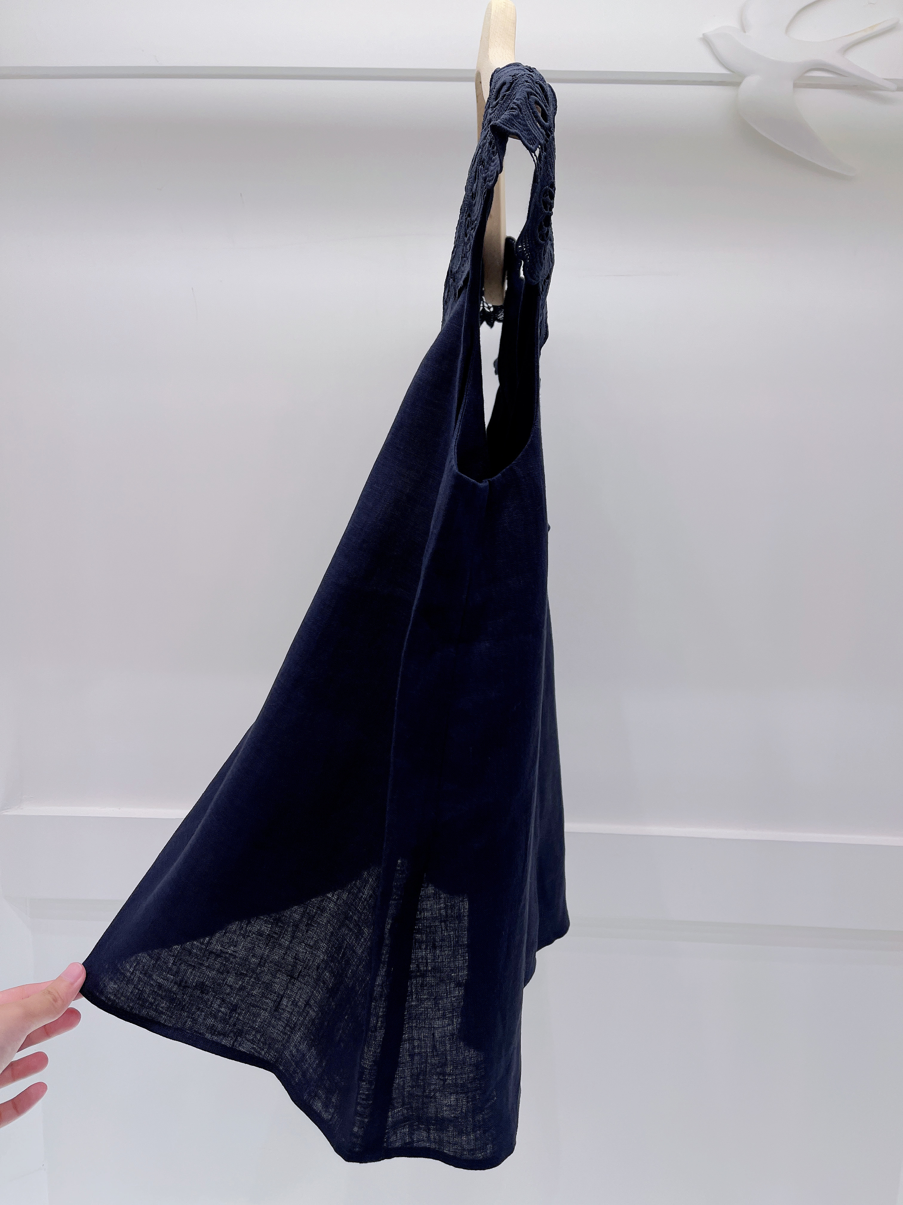 Lace V領麻料無袖上衣