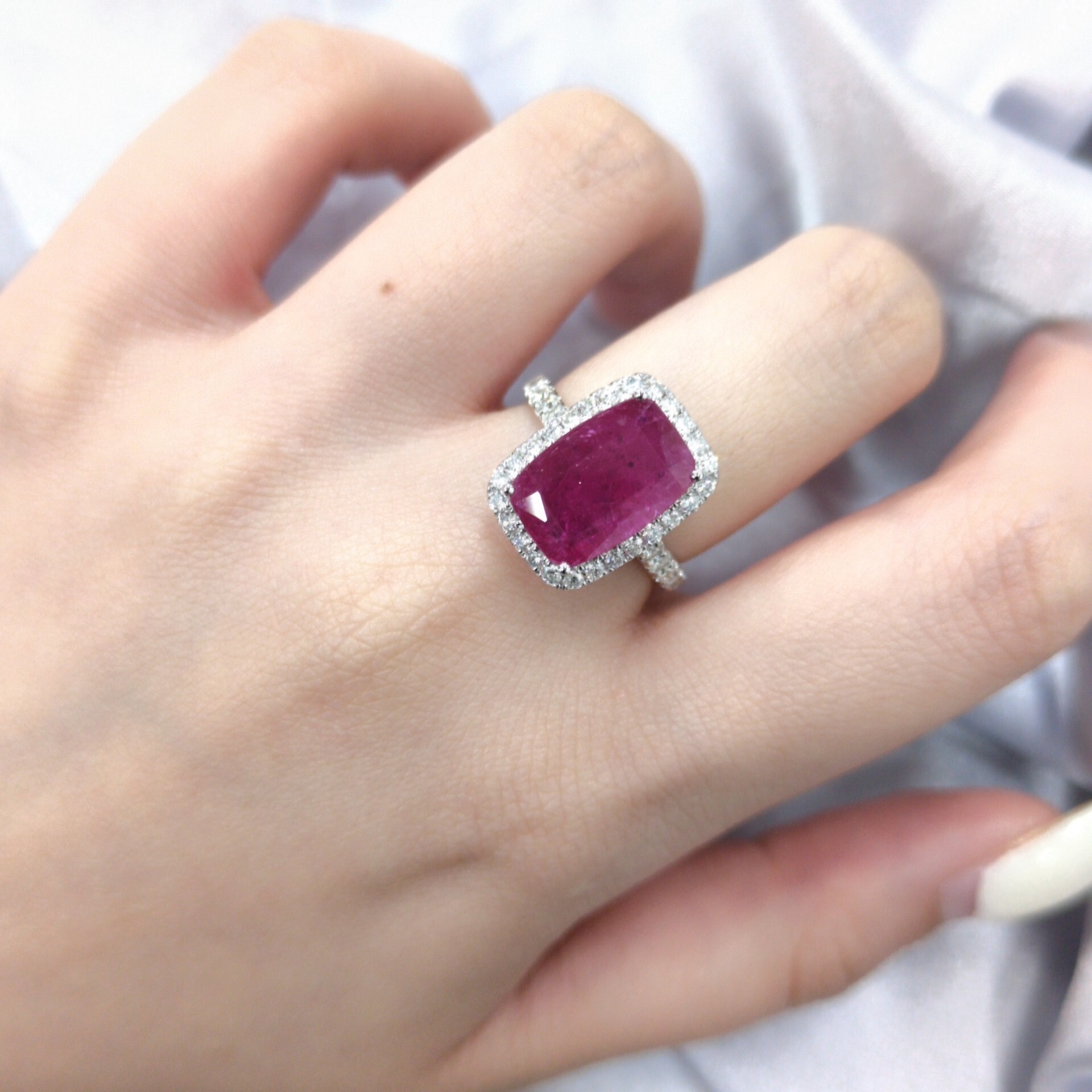 18K White Gold 4.30ct Ruby and Diamond Ring