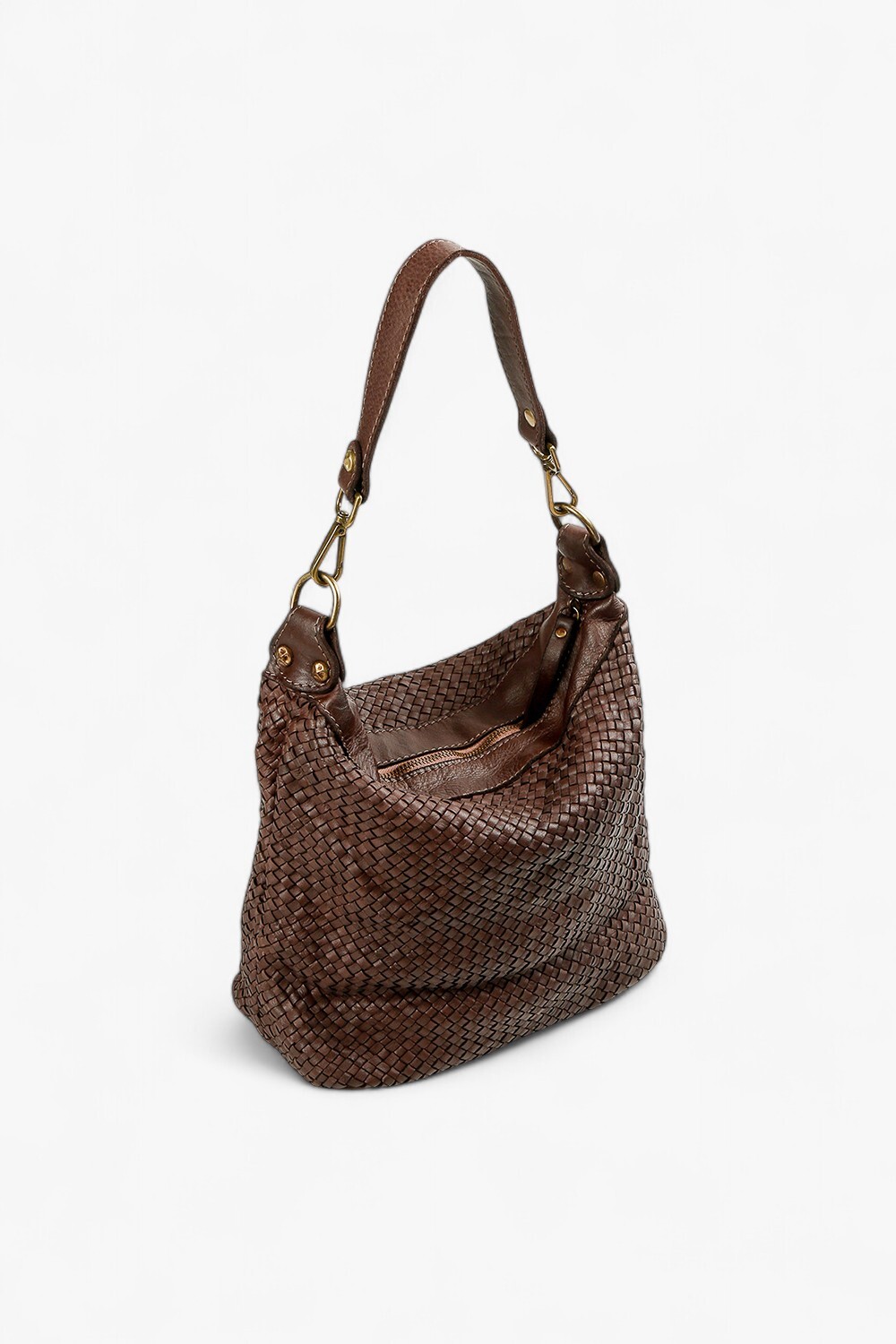 Astrid 編織中型水桶包 深咖