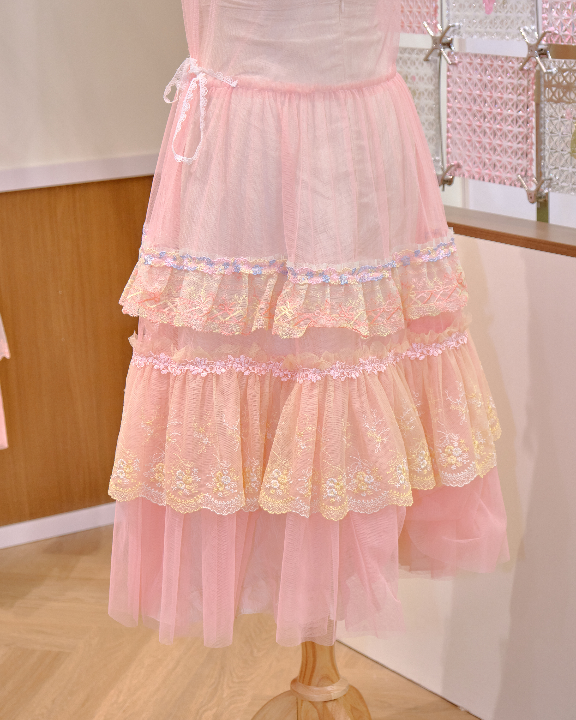 12587 Classic Sheer Lace Long Dress with Adjustable Side Belts