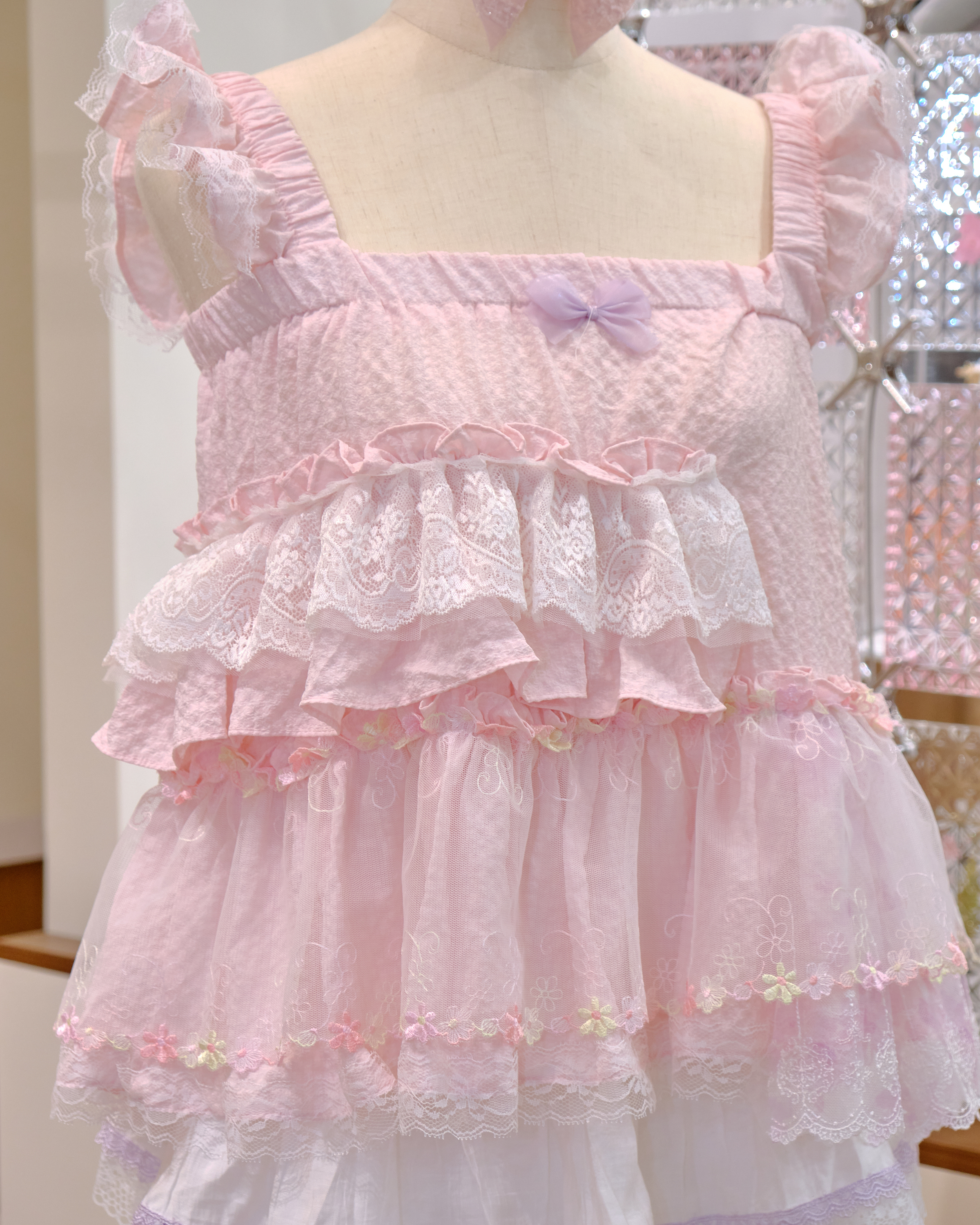 12581 Ruffle Strap Elastic Waist Irregular Layered Top