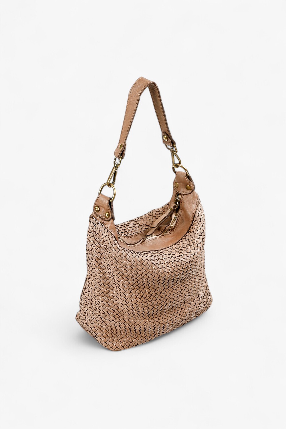 Astrid 編織中型水桶包 深豆沙