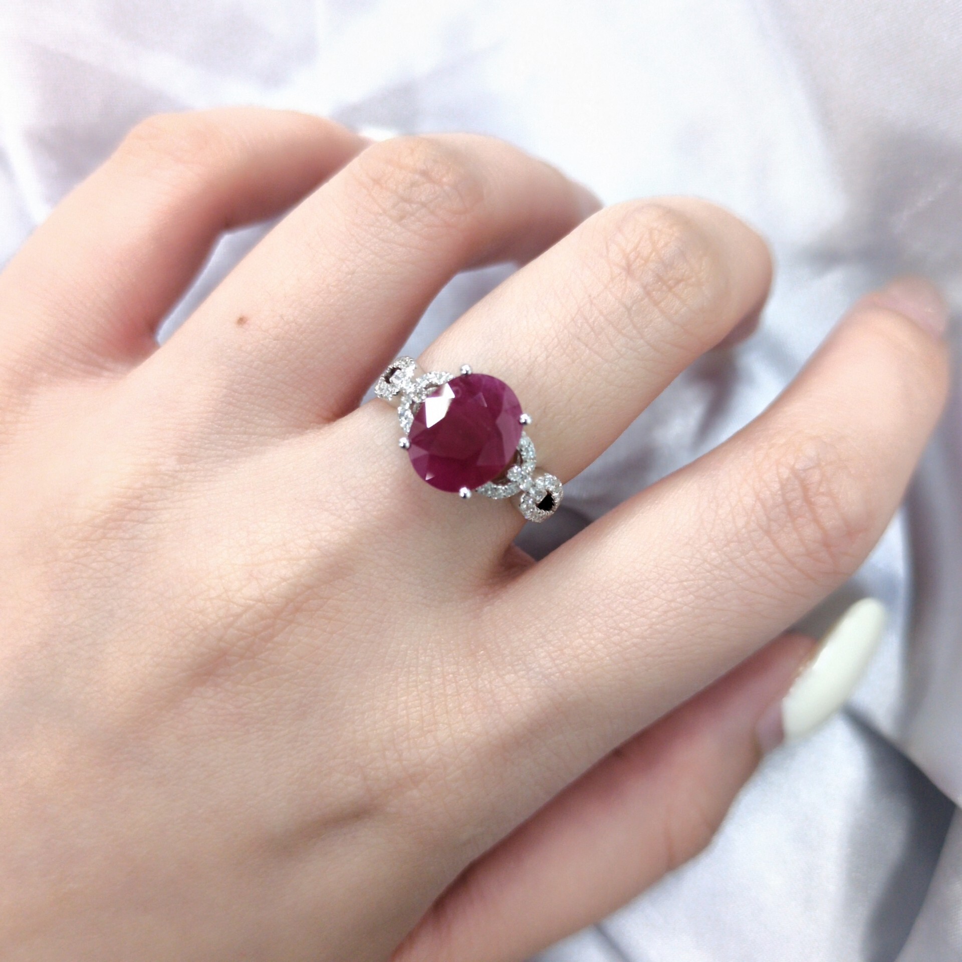 18K White Gold 3.50ct Ruby and Diamond Ring
