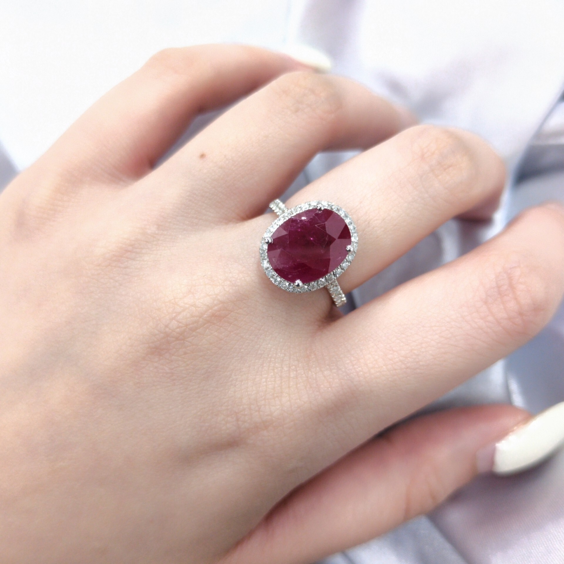 18K White Gold 5.90ct Ruby and Diamond Ring