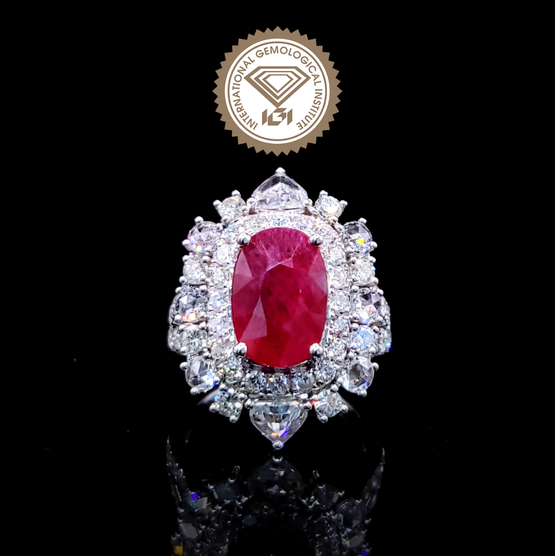18K White Gold 5.50ct Ruby and Diamond Ring