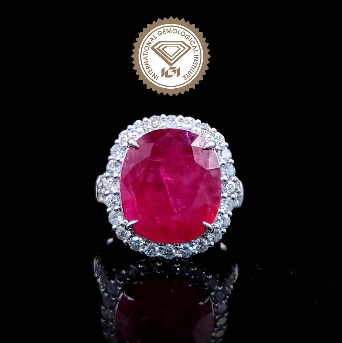 18K White Gold 11.96ct Ruby and Diamond Ring