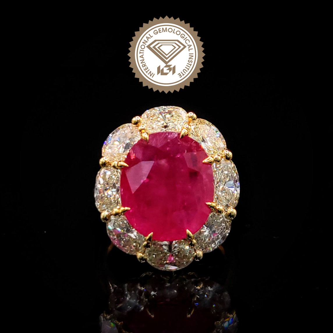 18K Yellow Gold 6.53ct Ruby and Diamond Ring